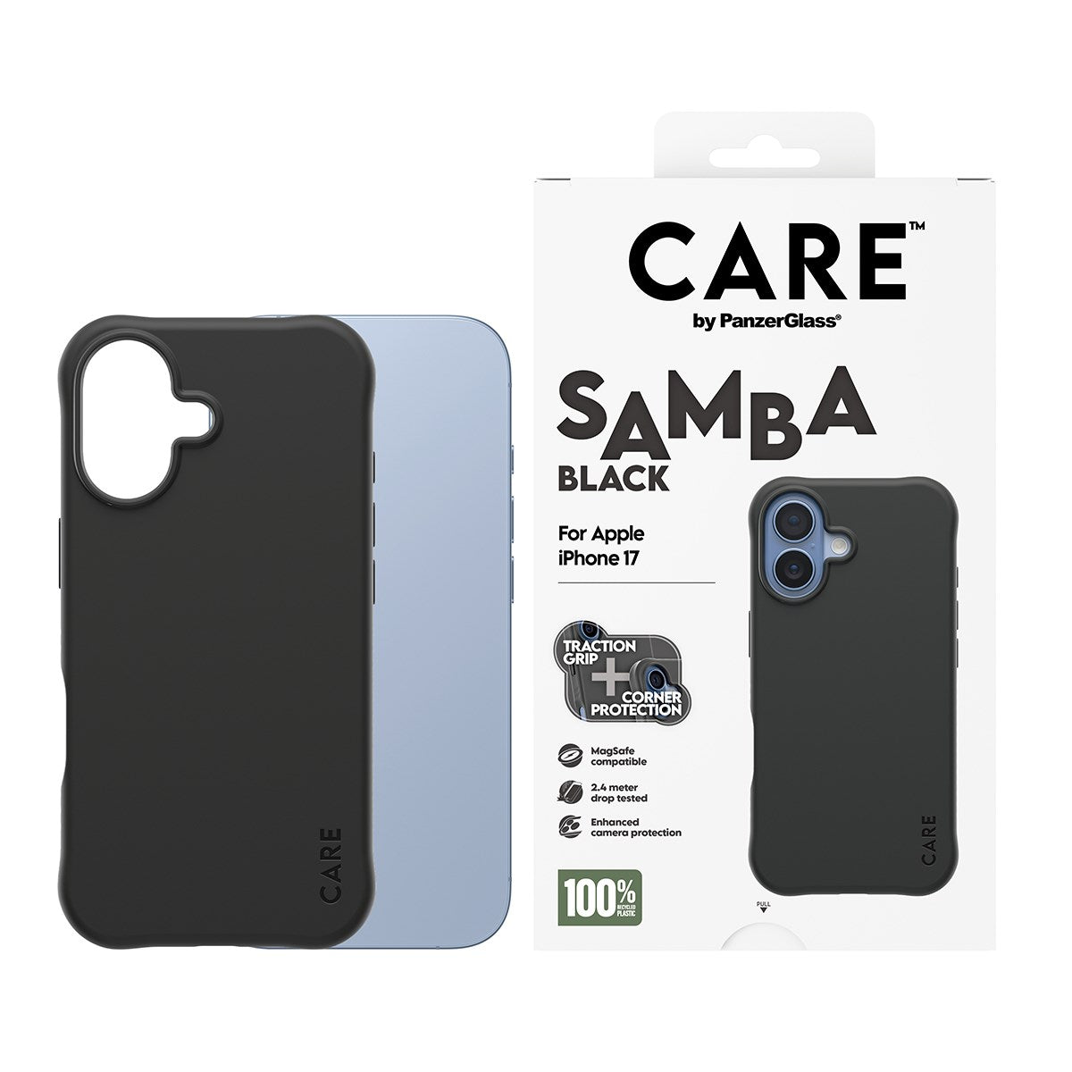 CARE™ by PanzerGlass® Samba Case Black w. MagSafe iPhone 17