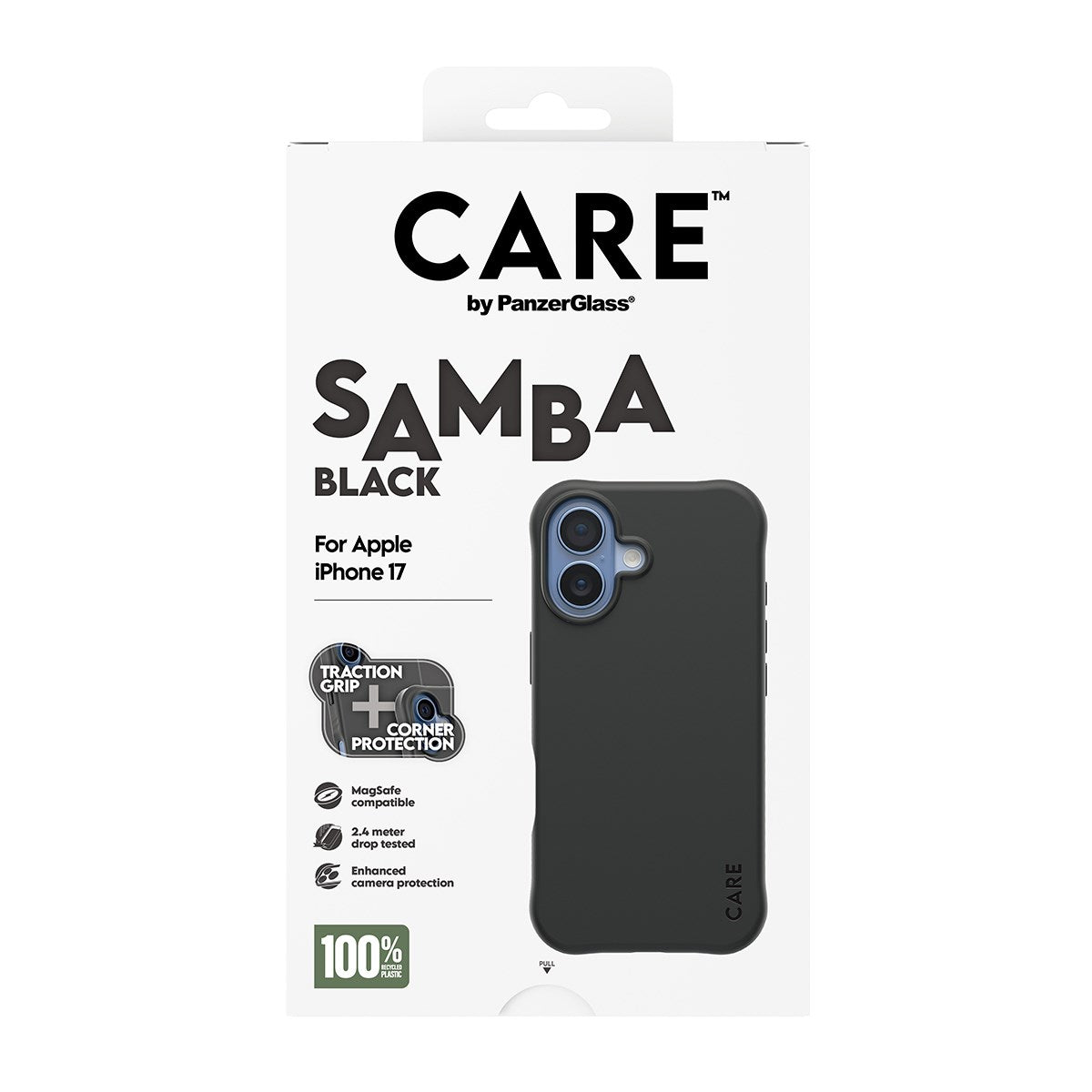 CARE™ by PanzerGlass® Samba Case Black w. MagSafe iPhone 17