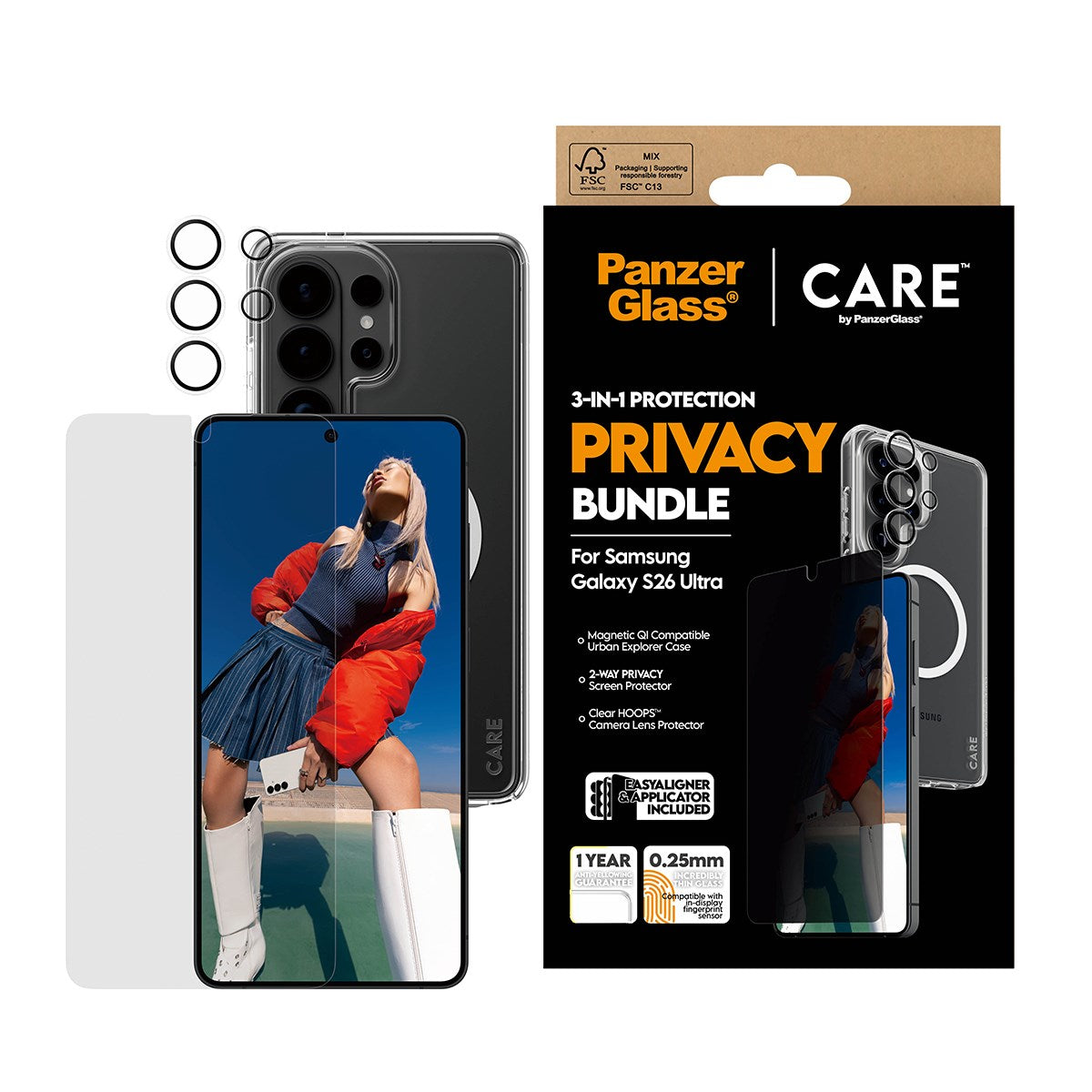 PanzerGlass® | CARE™ by PanzerGlass® Privacy 3-in-1 Bundle Samsung Galaxy S26 Ultra