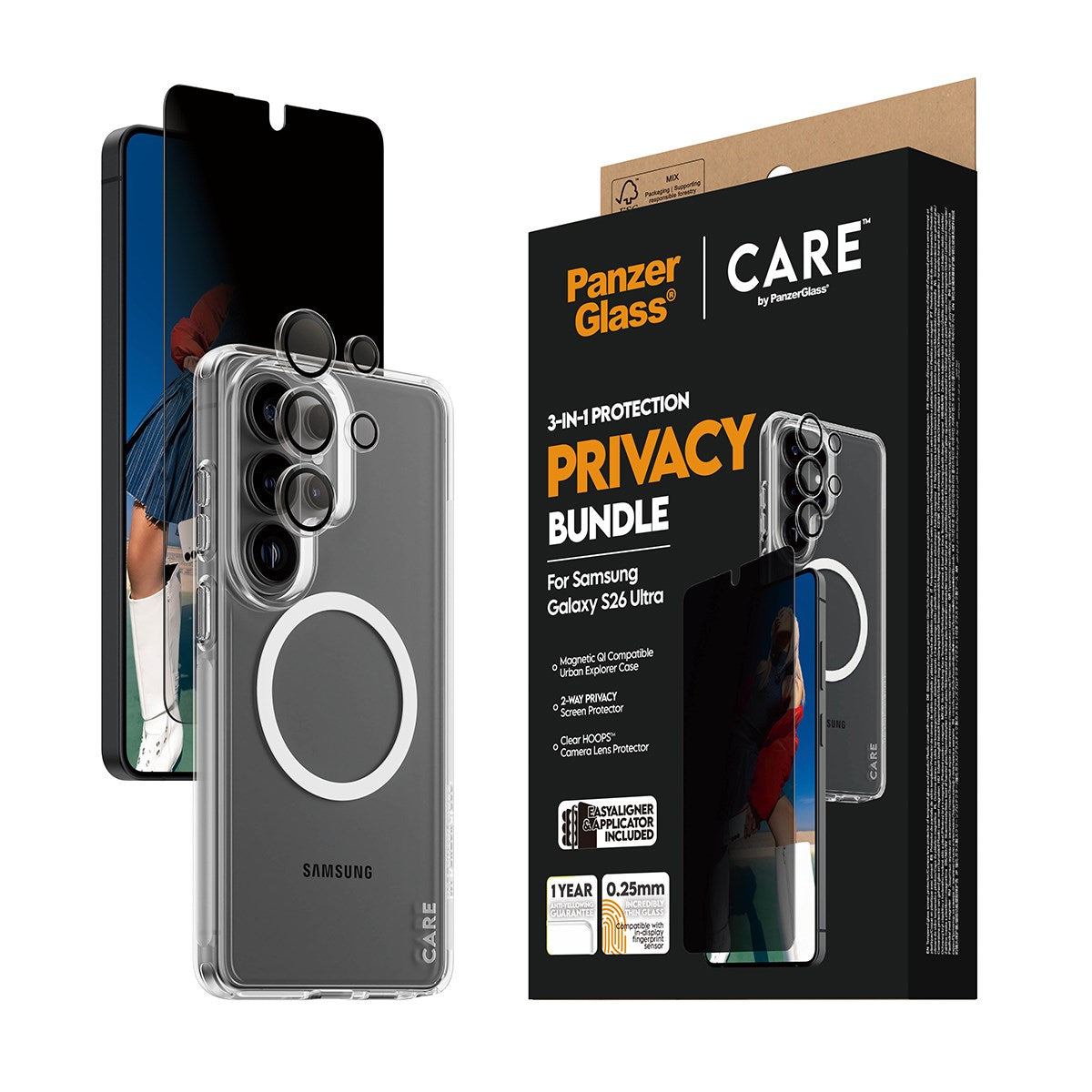 PanzerGlass® | CARE™ by PanzerGlass® Privacy 3-in-1 Bundle Samsung Galaxy S26 Ultra