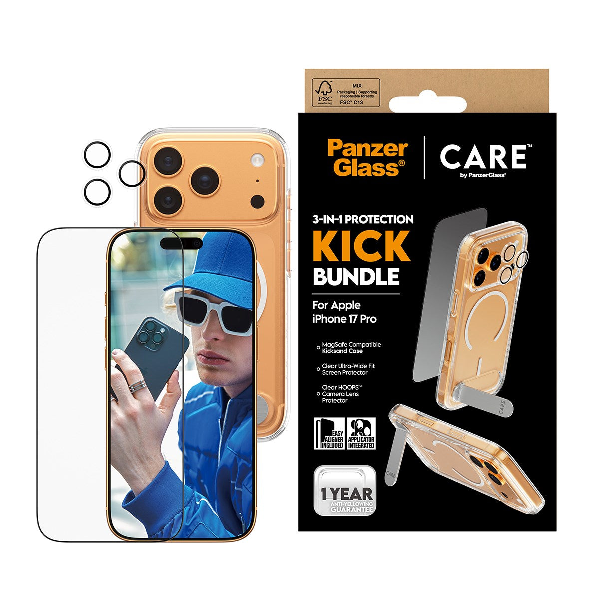 PanzerGlass® | CARE™ by PanzerGlass® 3-in-1 Kick Bundle iPhone 17 Pro