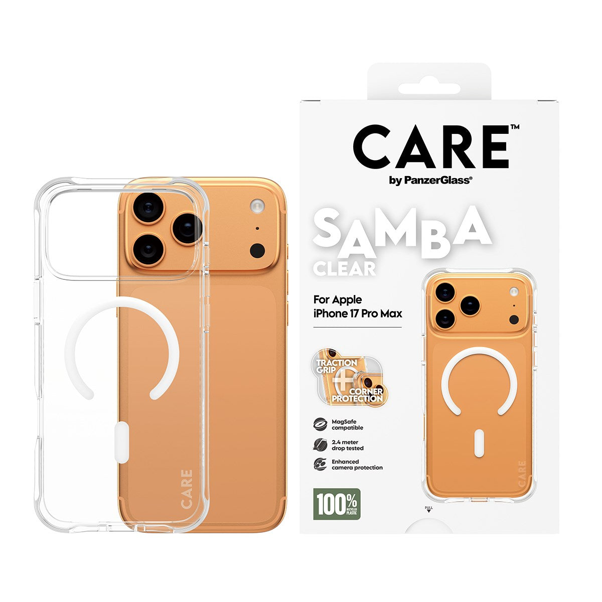 CARE™ by PanzerGlass® Samba Case Transparent w. White MagSafe iPhone 17 Pro Max