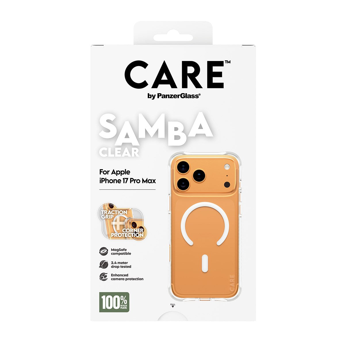 CARE™ by PanzerGlass® Samba Case Transparent w. White MagSafe iPhone 17 Pro Max