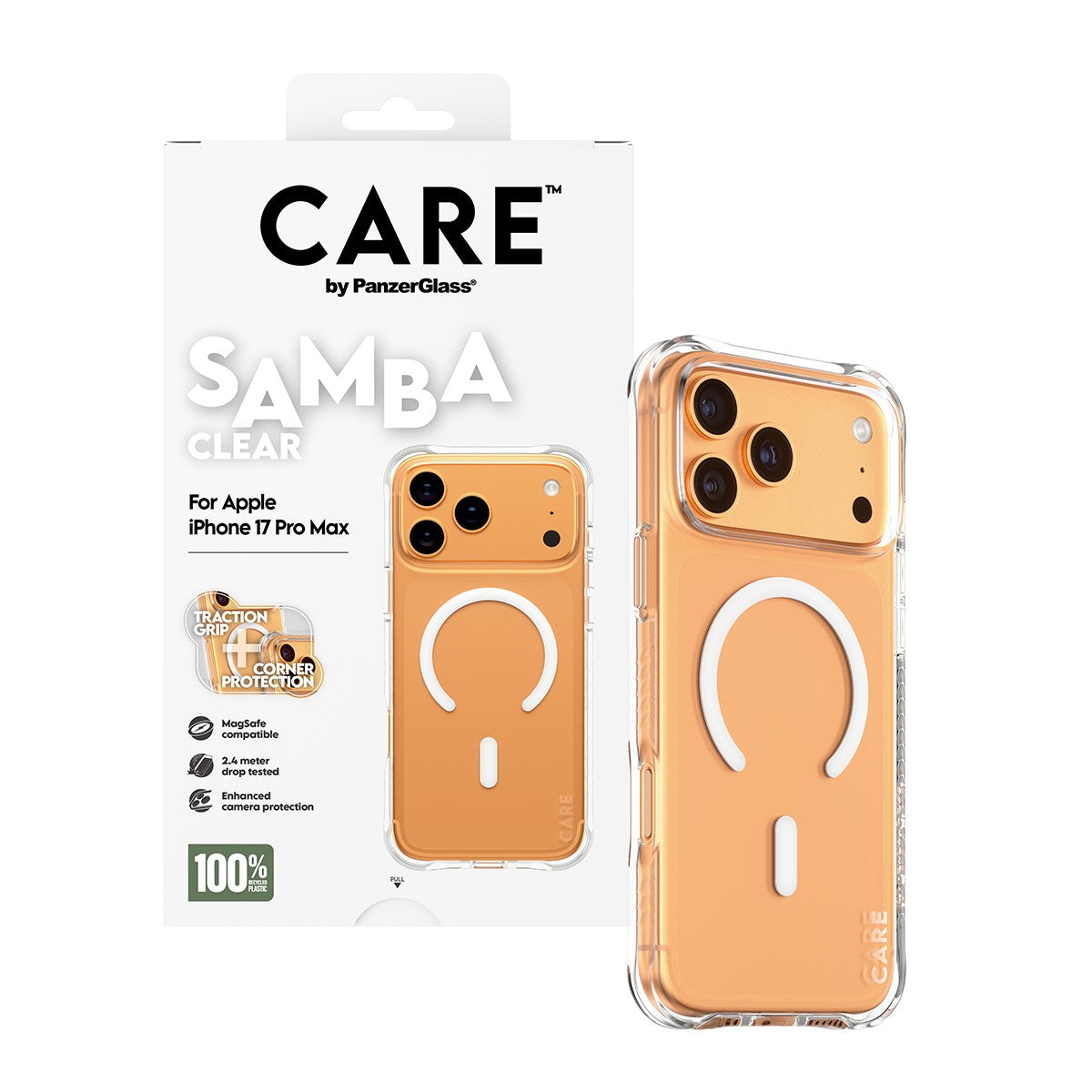 CARE™ by PanzerGlass® Samba Case Transparent w. White MagSafe iPhone 17 Pro Max