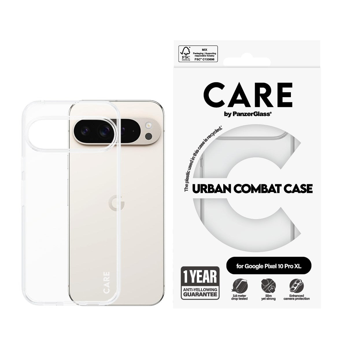 CARE by PanzerGlass® Flagship Case Transparent Urban Combat w. Clear Frame Google Pixel 10 Pro XL