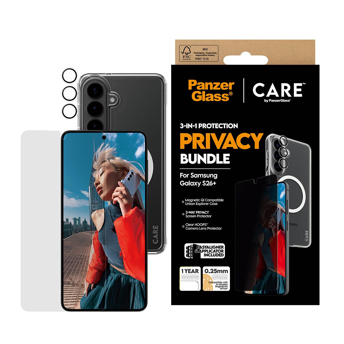 PanzerGlass® | CARE™ by PanzerGlass® Privacy 3-in-1 Bundle Samsung Galaxy S26+
