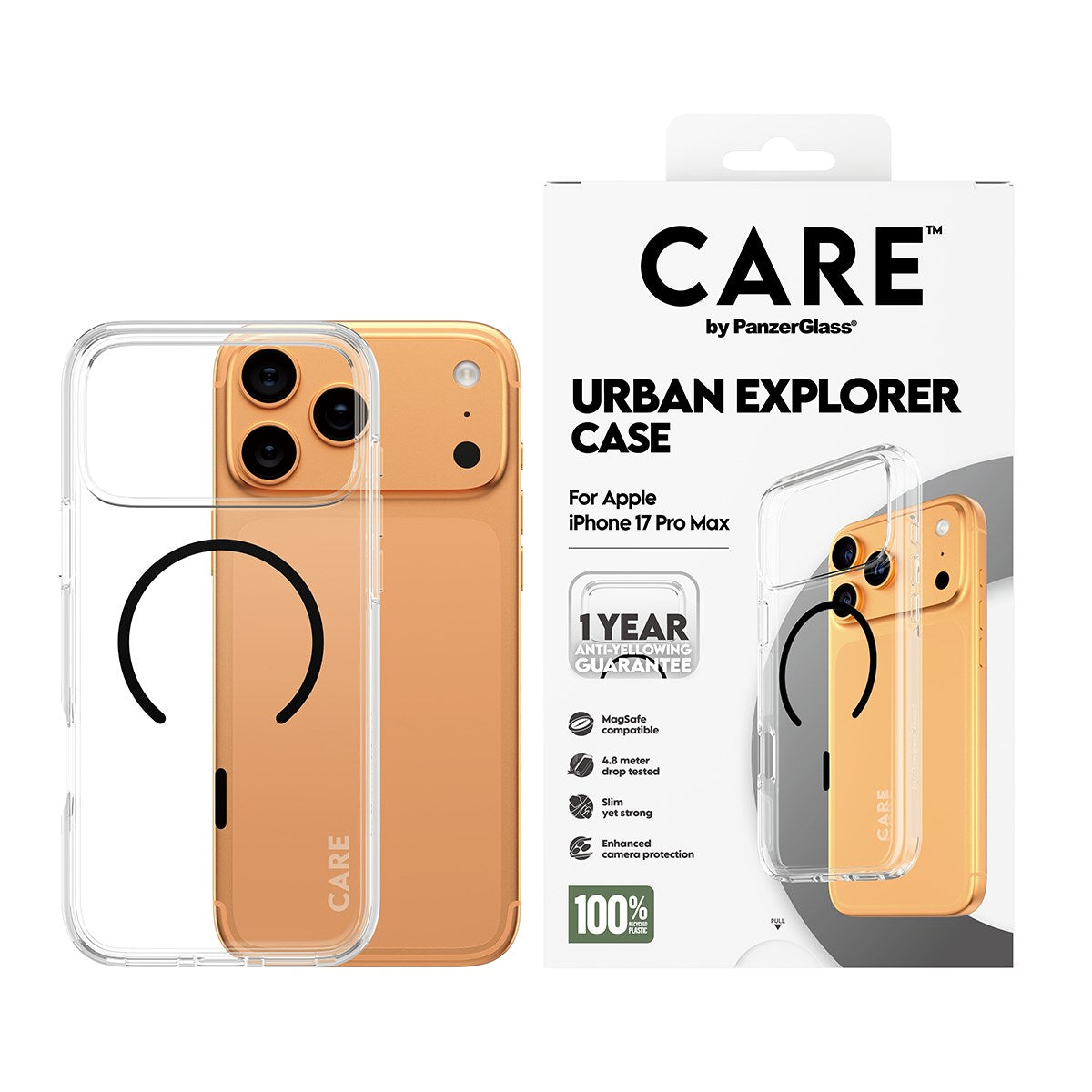 CARE™ by PanzerGlass® Urban Explorer Case Transparent w. Black MagSafe iPhone 17 Pro Max
