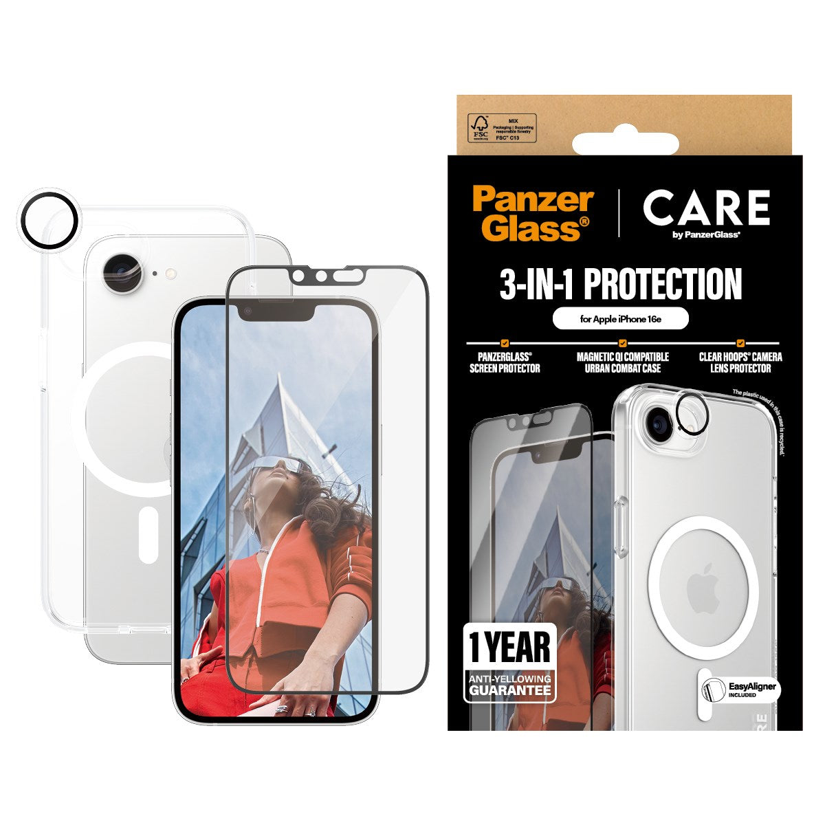 CARE by PanzerGlass® Flagship 3-in-1 Bundle iPhone 16e