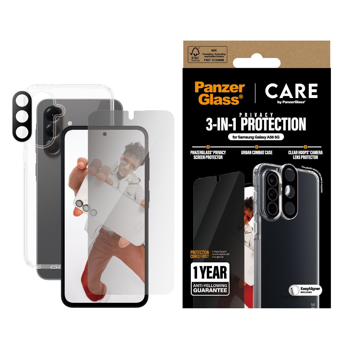 CARE by PanzerGlass® Flagship 3-in-1 Privacy Bundle Samsung Galaxy A56 5G