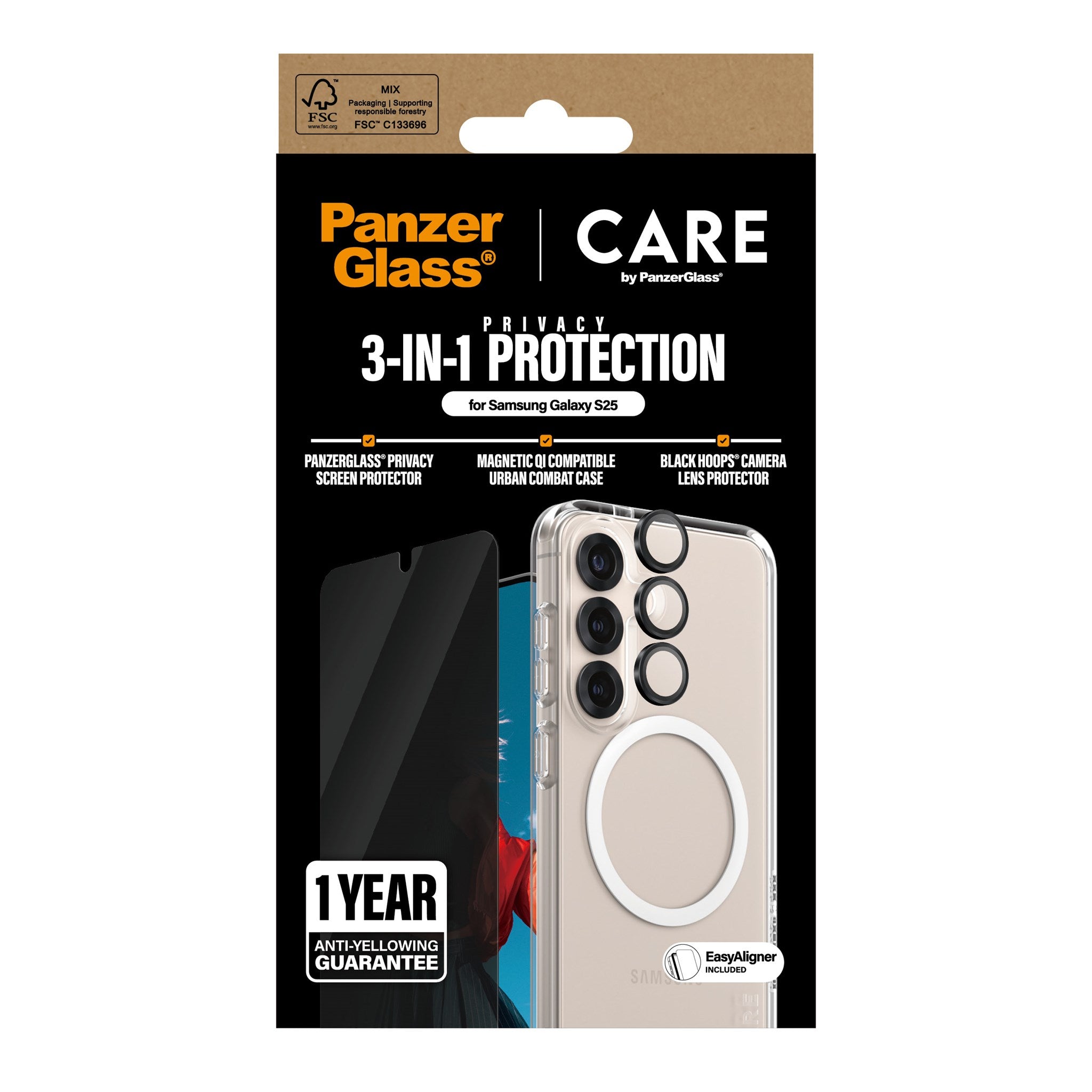 CARE by PanzerGlass® Flagship 3-in-1 Privacy Bundle Samsung Galaxy S25