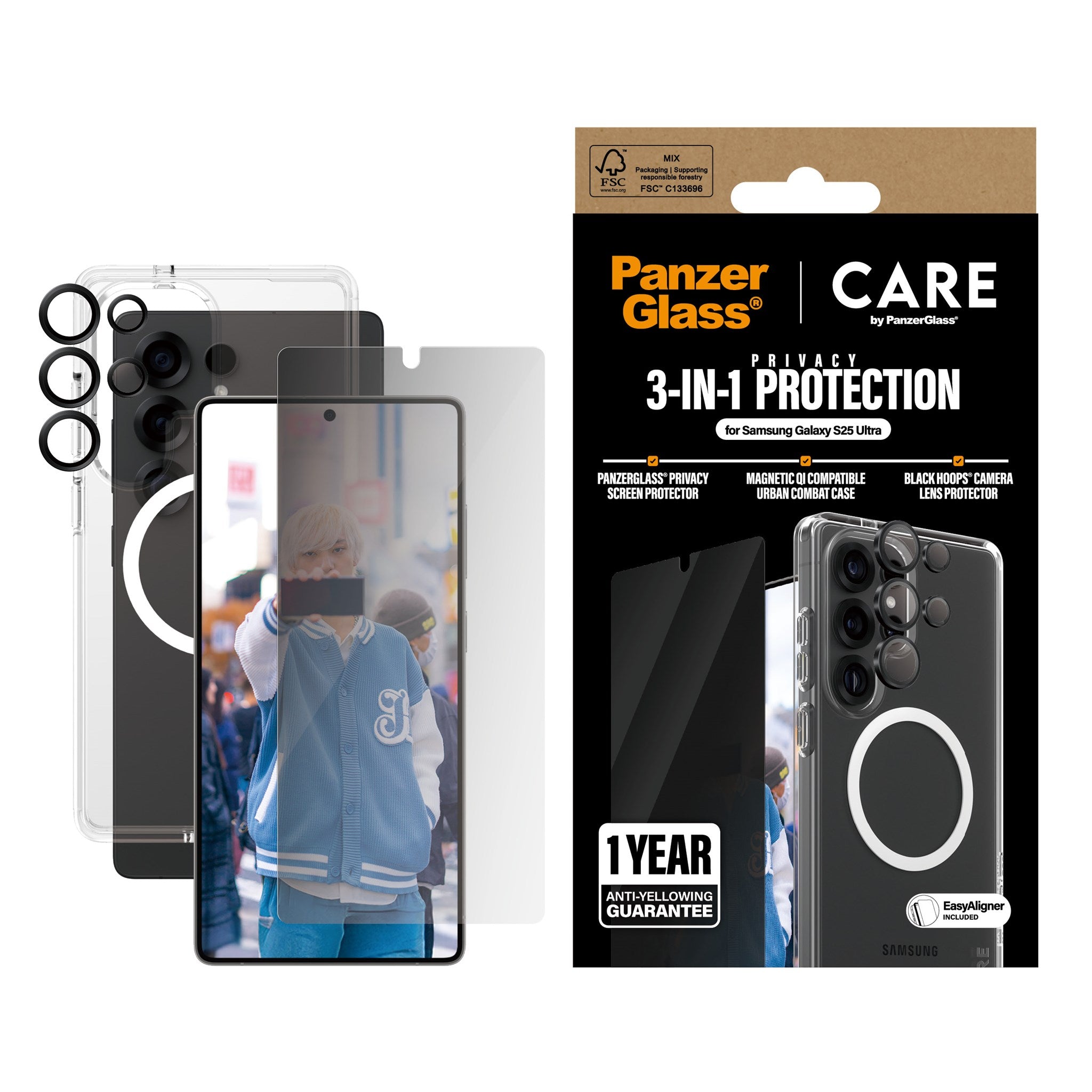 CARE by PanzerGlass® Flagship 3-in-1 Privacy Bundle Samsung Galaxy S25 Ultra