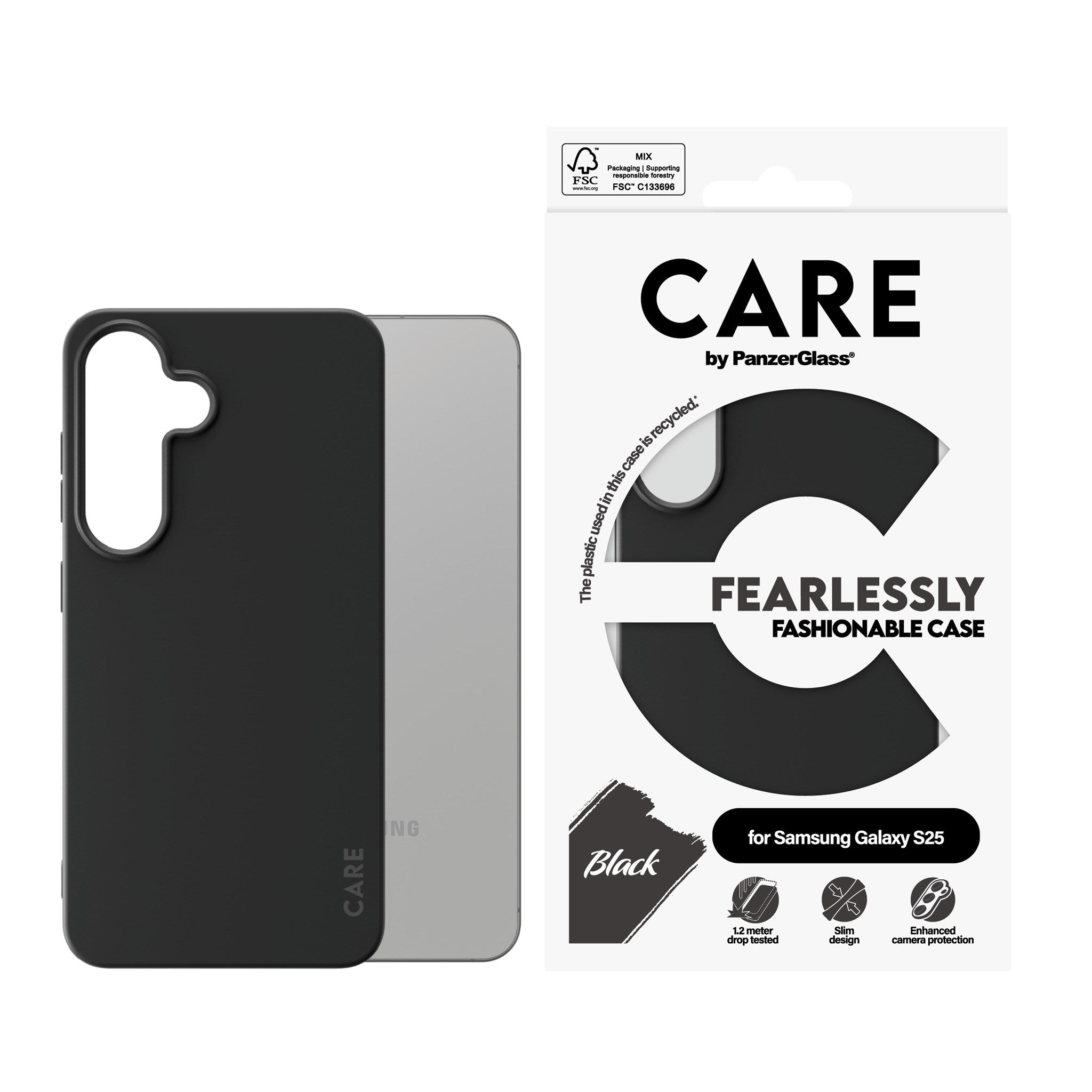 CARE by PanzerGlass® Fashionable Case Black Samsung Galaxy S25