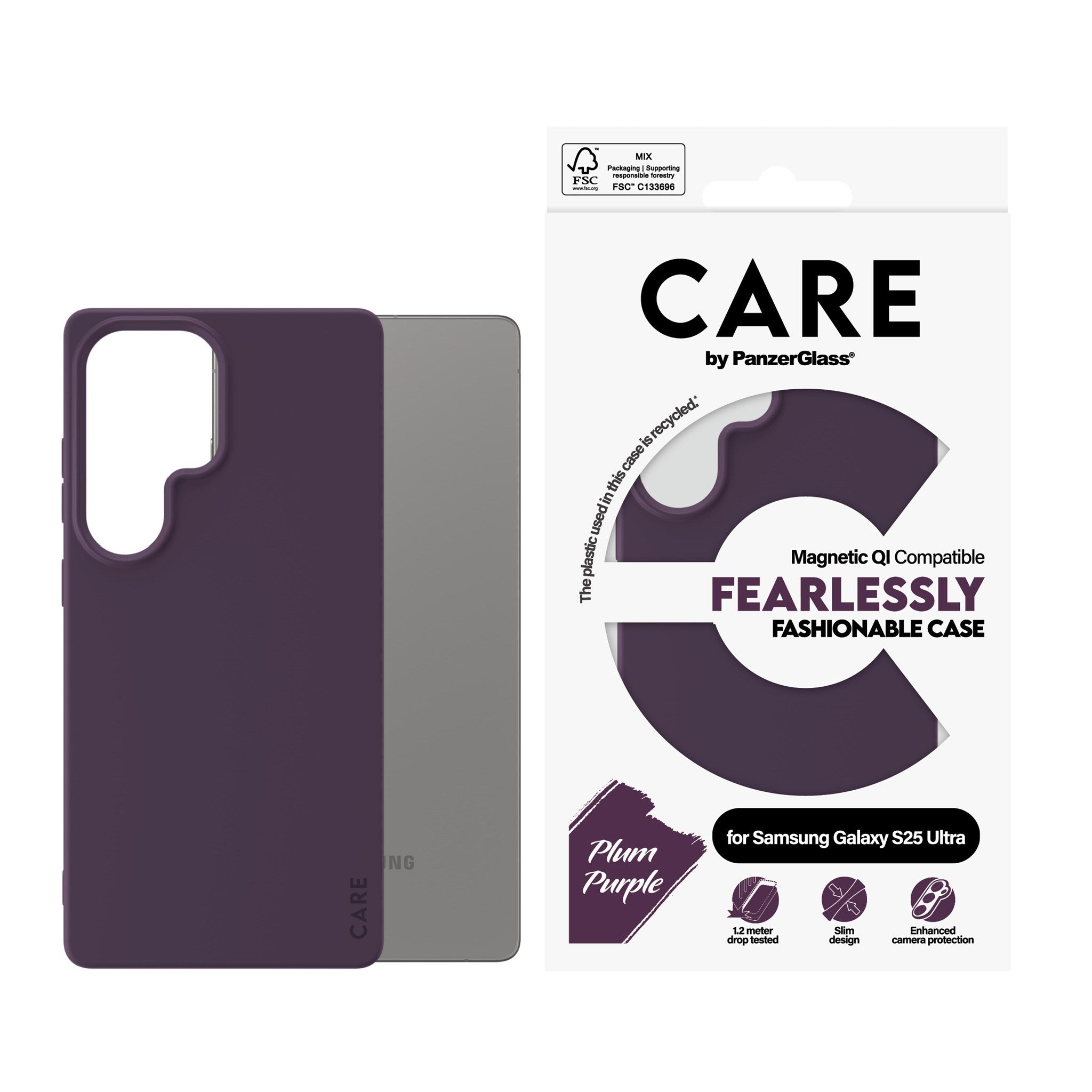CARE by PanzerGlass® Fashionable Case Plum Purple w. Qi Compatible Samsung Galaxy S25 Ultra
