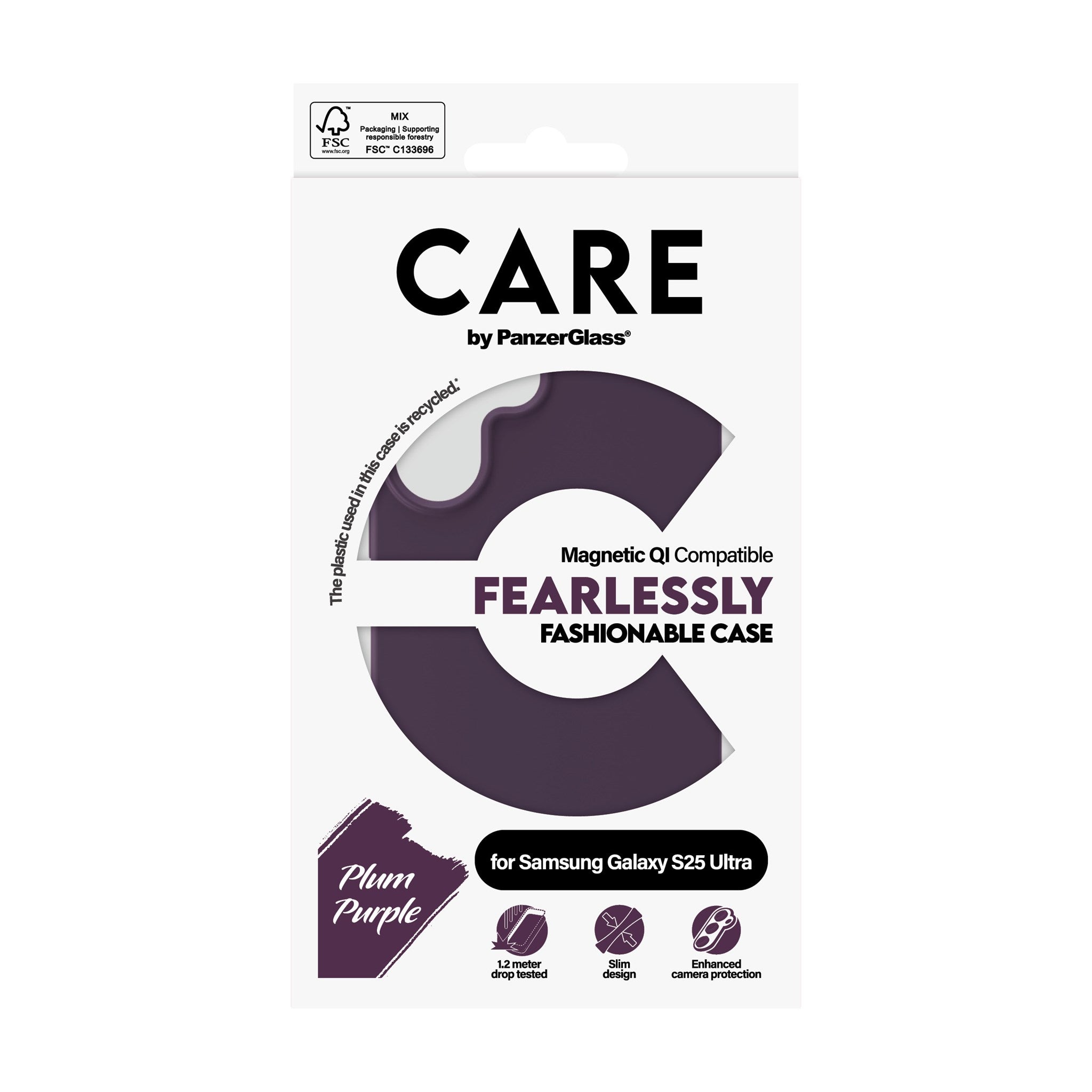 CARE by PanzerGlass® Fashionable Case Plum Purple w. Qi Compatible Samsung Galaxy S25 Ultra