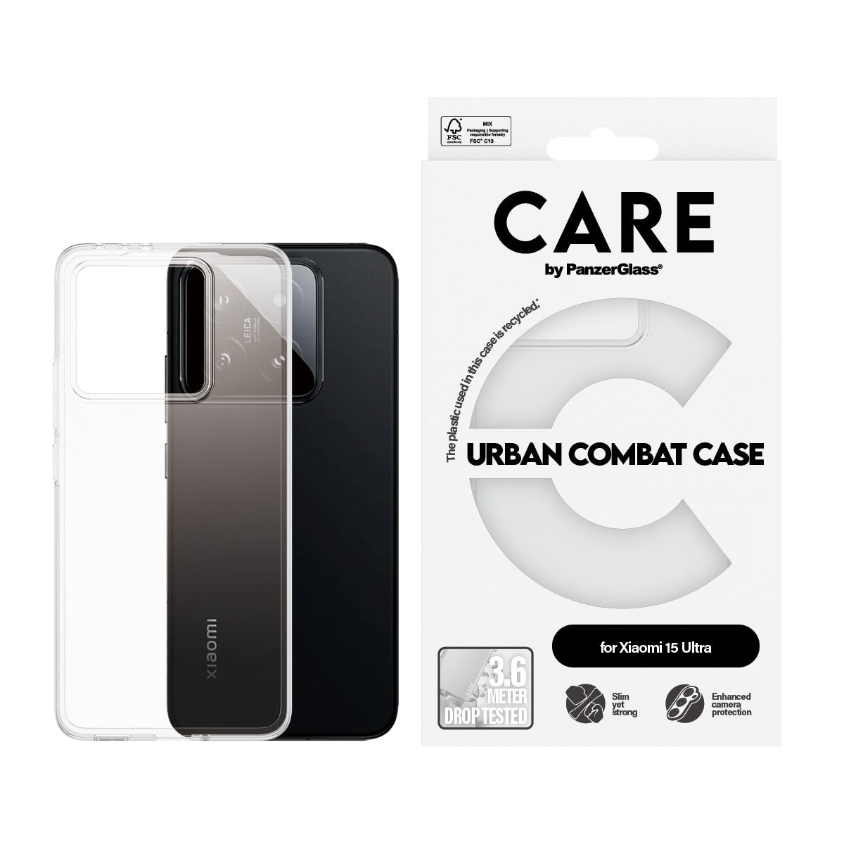 CARE by PanzerGlass® Flagship Case Transparent Urban Combat w. Clear Frame Xiaomi 15 Ultra