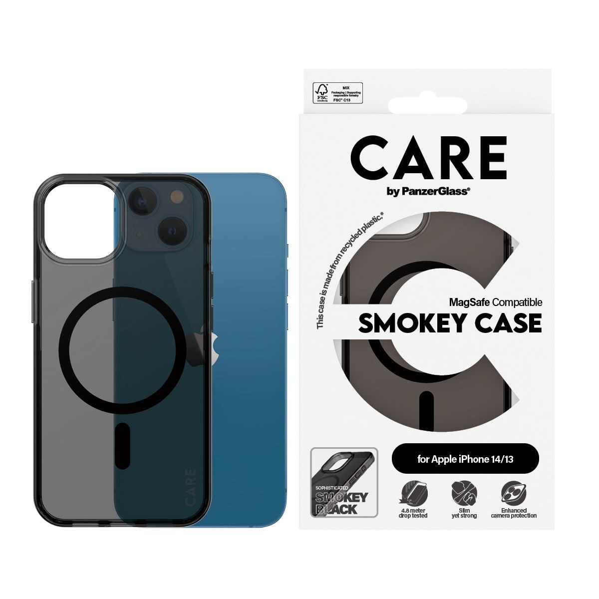 CARE by PanzerGlass® Flagship Case Urban Combat Smokey w. Black MagSafe iPhone 14 | 13