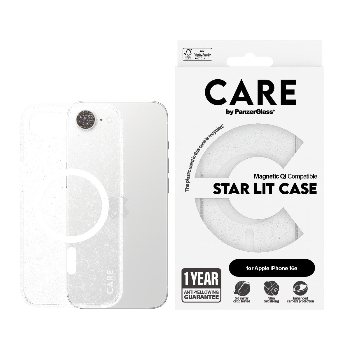 CARE by PanzerGlass® Flagship Case Urban Combat Star Lit w. White Qi Compatible iPhone 16e