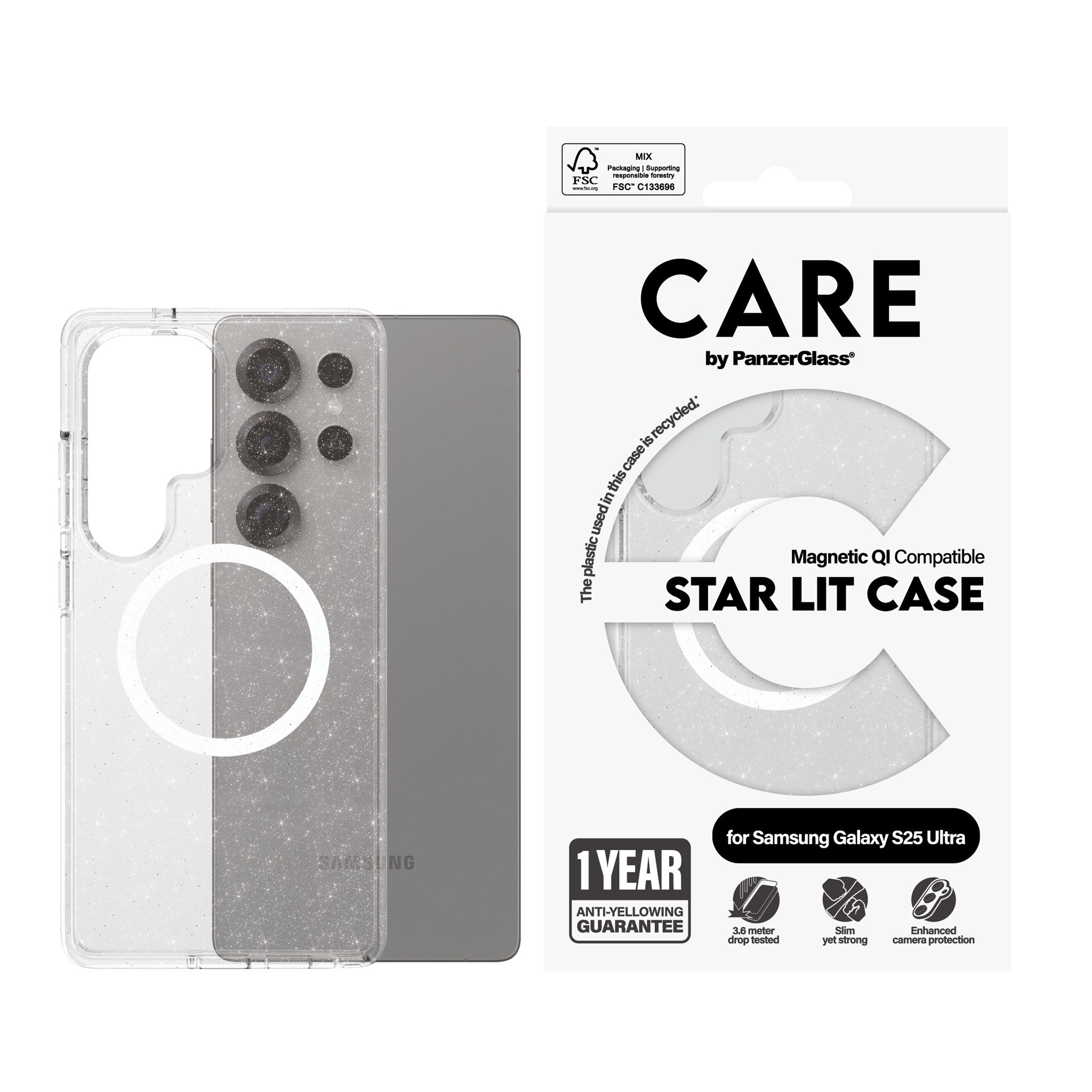 CARE by PanzerGlass® Flagship Case Urban Combat Star Lit w. White Qi Compatible Samsung Galaxy S25 Ultra