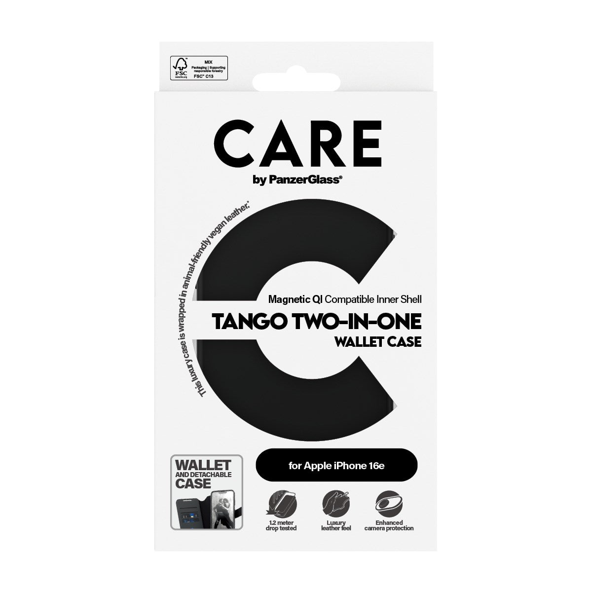 CARE by PanzerGlass® Feature Case Tango Two-in-One Wallet w. Qi-Compatible iPhone 16e