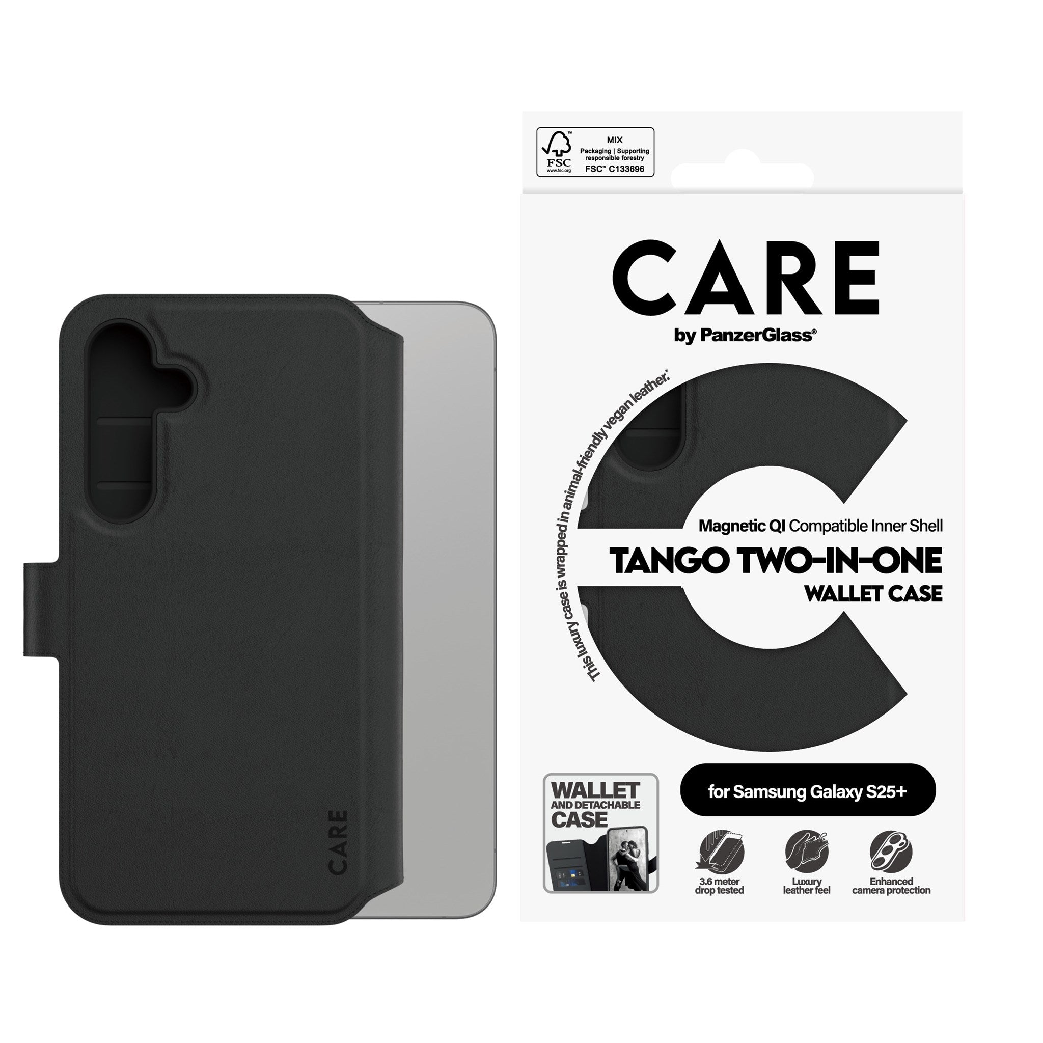 CARE by PanzerGlass® Feature Case Tango Two-in-One Wallet w. Qi Compatible Samsung Galaxy S25+