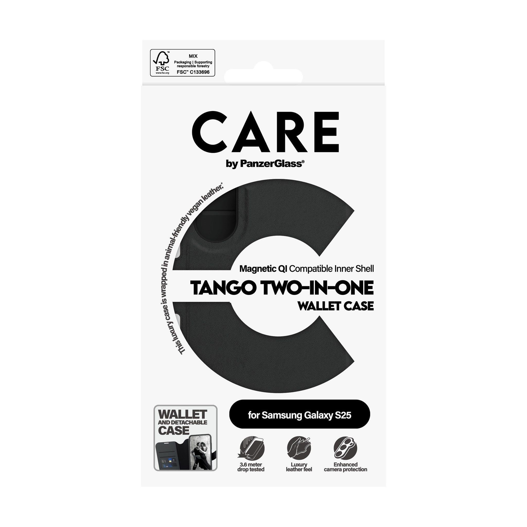 CARE by PanzerGlass® Feature Case Tango Two-in-One Wallet w. Qi Compatible Samsung Galaxy S25