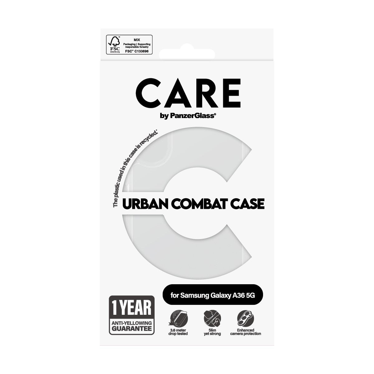 CARE by PanzerGlass® Flagship Case Transparent Urban Combat w. Clear Frame Samsung Galaxy A36 5G