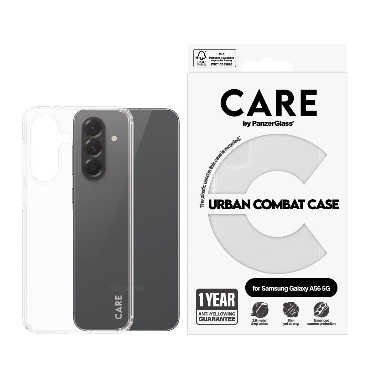 CARE by PanzerGlass® Flagship Case Transparent Urban Combat w. Clear Frame Samsung Galaxy A56 5G