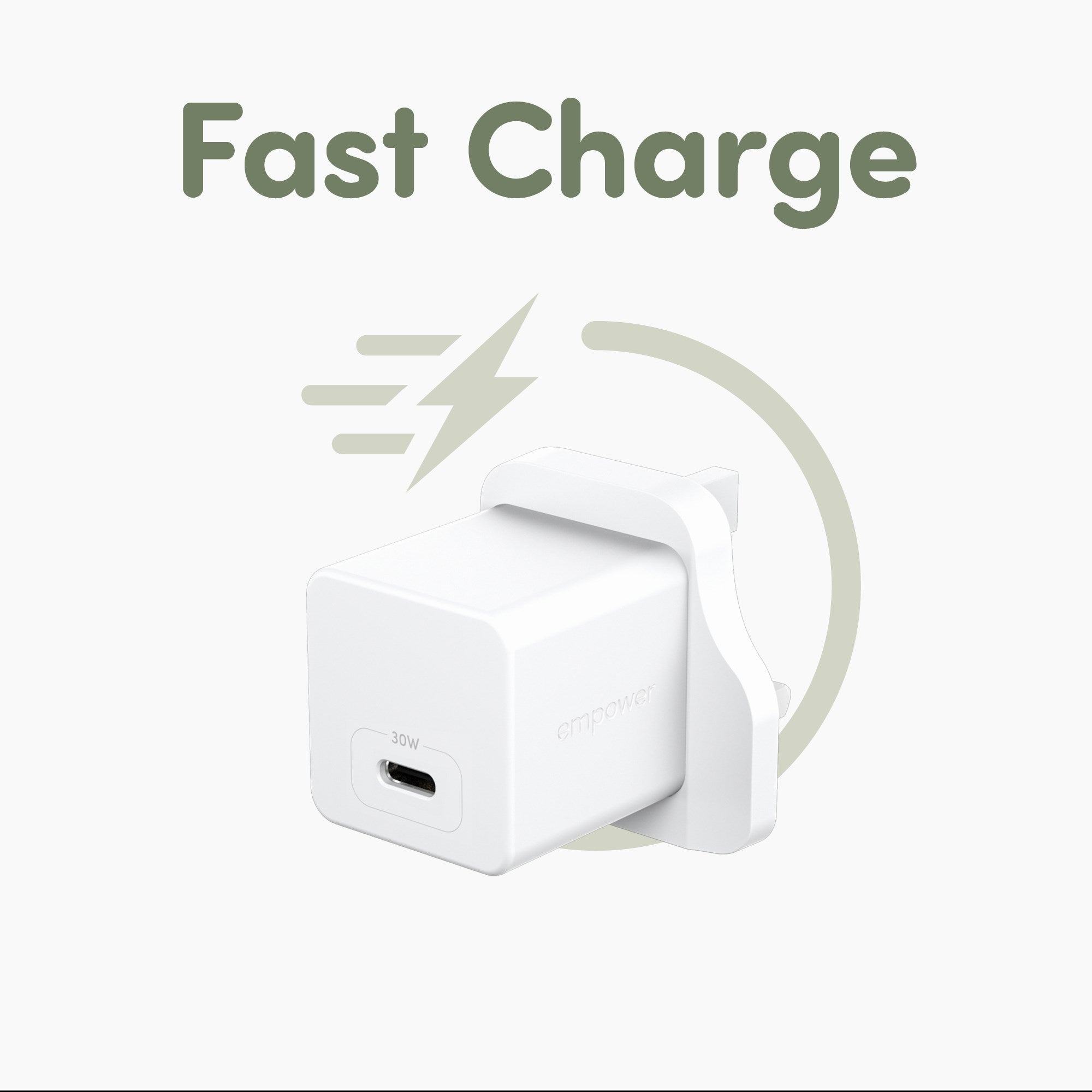 empower™ by PanzerGlass® Turbo 30W Charger Single USB-C | UK Plug | Silver White