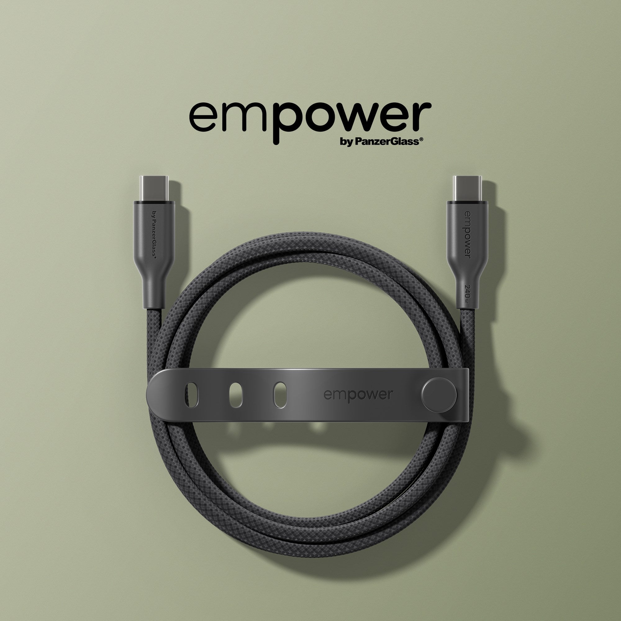 empower™ by PanzerGlass® Racing 240W USB-C to USB-C Cable | USB 2.0 | 2M | Space Black