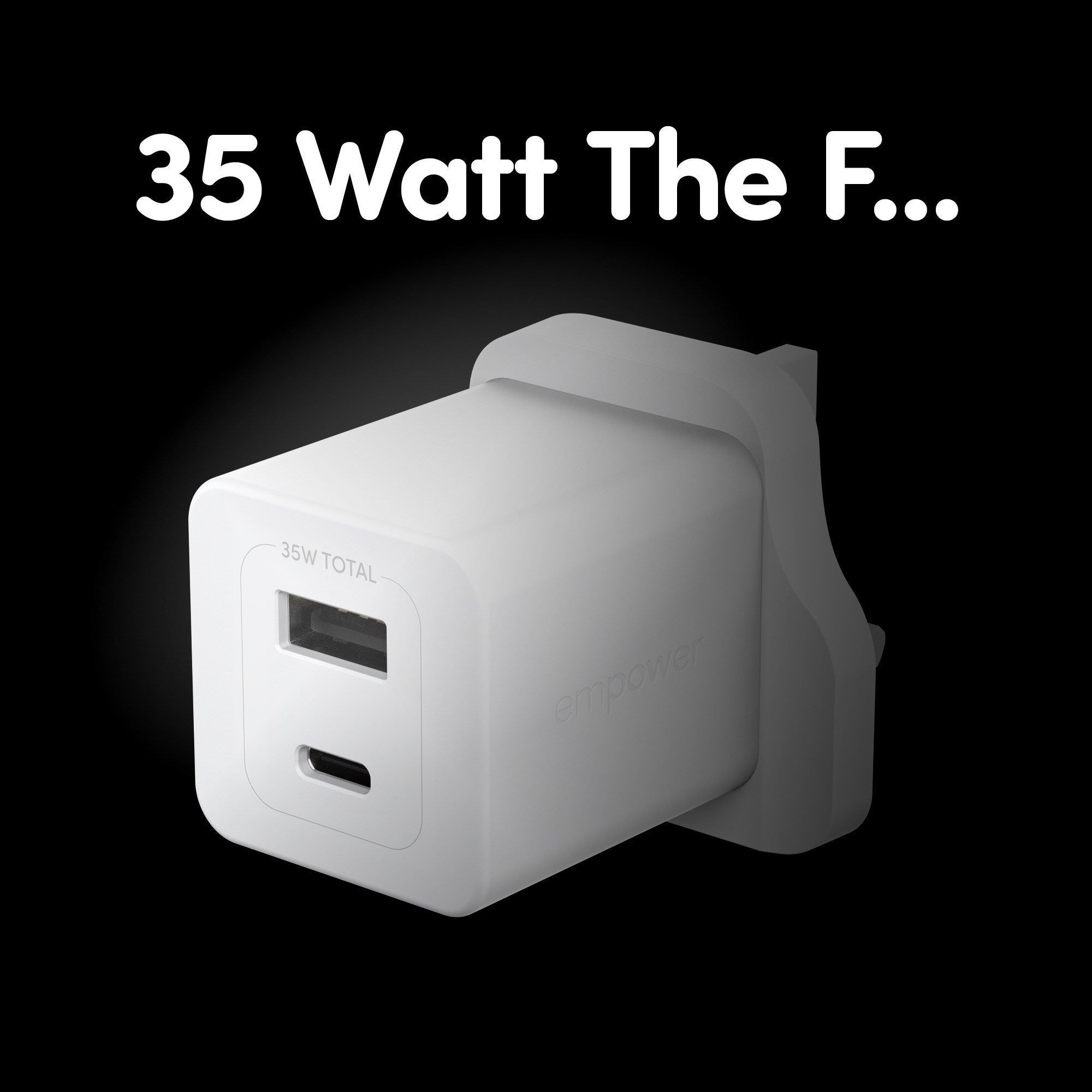 empower™ by PanzerGlass® Turbo 35W Charger incl. USB-C + USB-A | UK Plug| Silver White