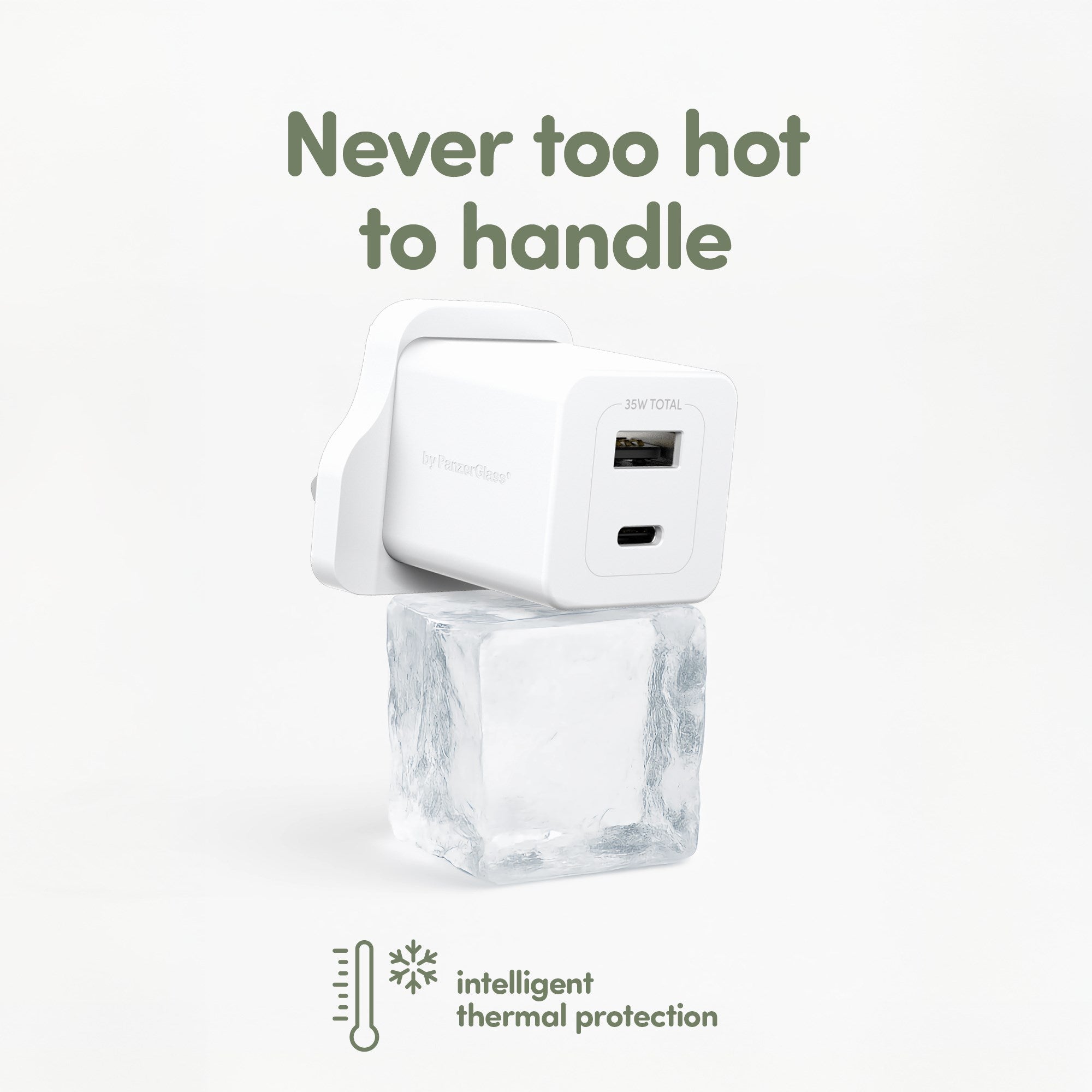 empower™ by PanzerGlass® Turbo 35W Charger incl. USB-C + USB-A | UK Plug| Silver White