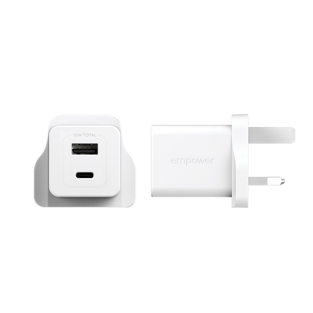 empower™ by PanzerGlass® Turbo 35W Charger incl. USB-C + USB-A | UK Plug| Silver White