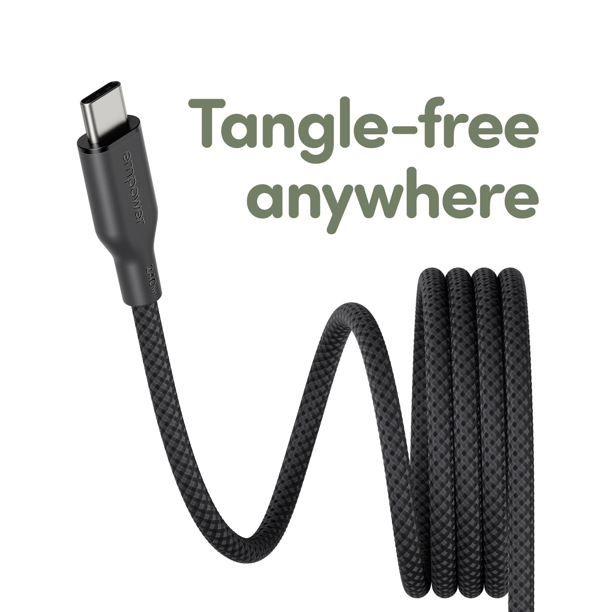 empower™ by PanzerGlass® Magnetic 240W USB-C to USB-C Cable | USB 2.0 | 1.5M | Space Black