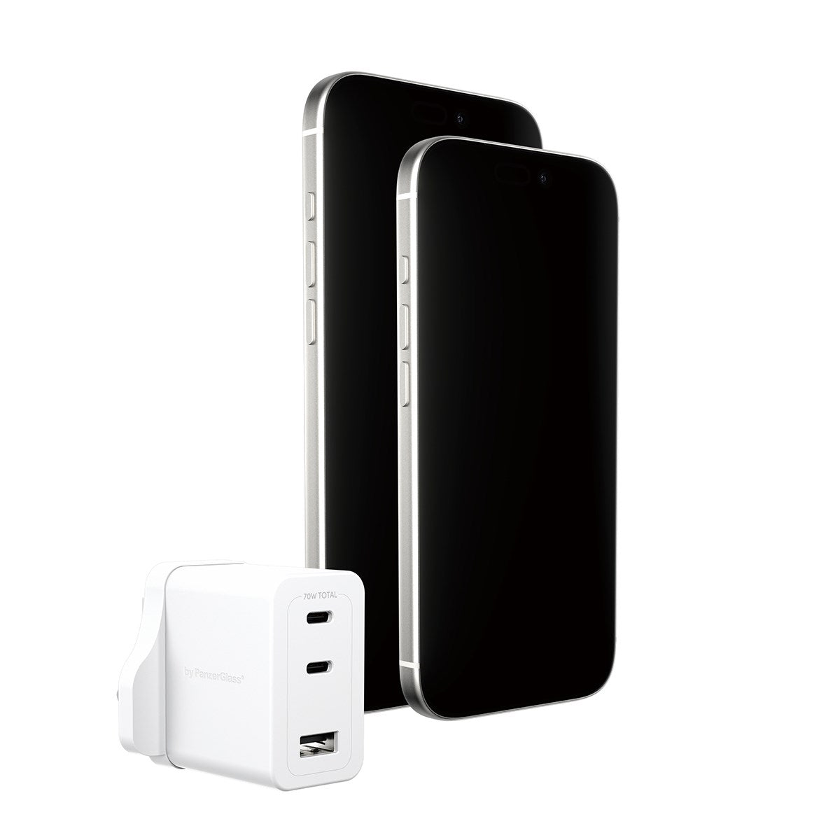 empower™ by PanzerGlass® Turbo 70W Multiple Charger incl. 2 x USB-C + USB-A | UK Plug | Silver White