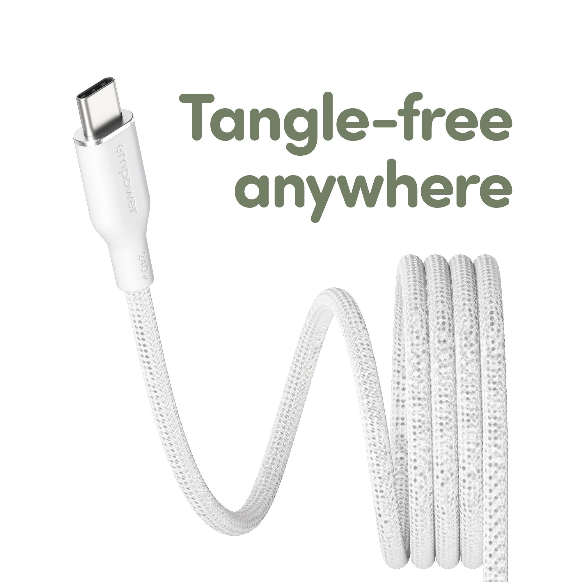 empower™ by PanzerGlass® Magnetic 240W USB-C to USB-C Cable | USB 2.0 | 1.5M | Silver White