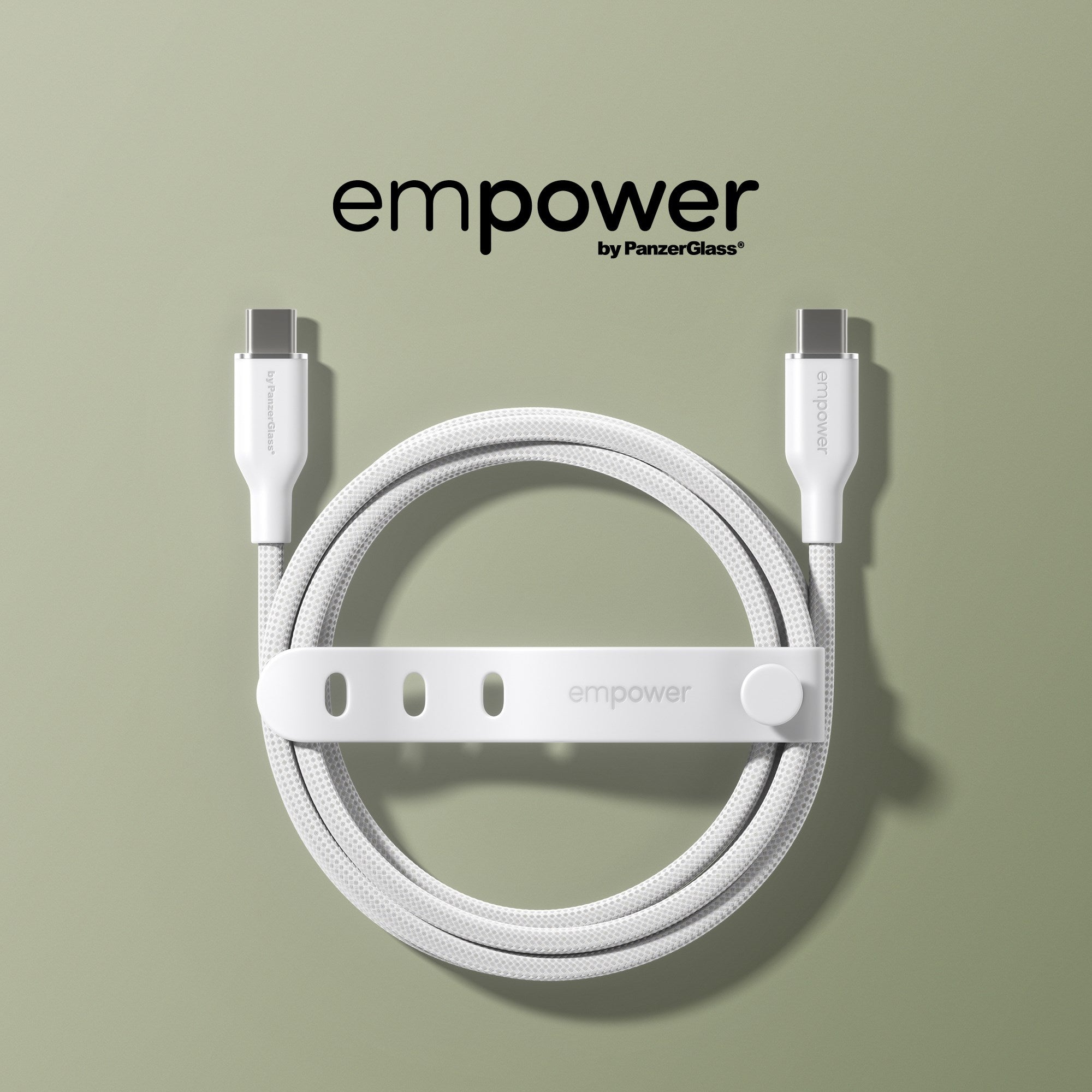 empower™ by PanzerGlass® Racing 60W USB-C to USB-C Cable | USB 2.0 | 2M | Silver White
