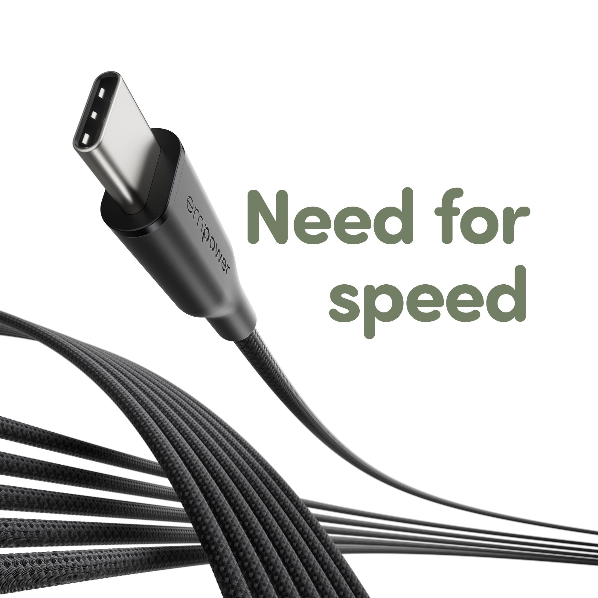 empower™ by PanzerGlass® Racing 60W USB-C to USB-C Cable | USB 2.0 | 1.2M | Space Black