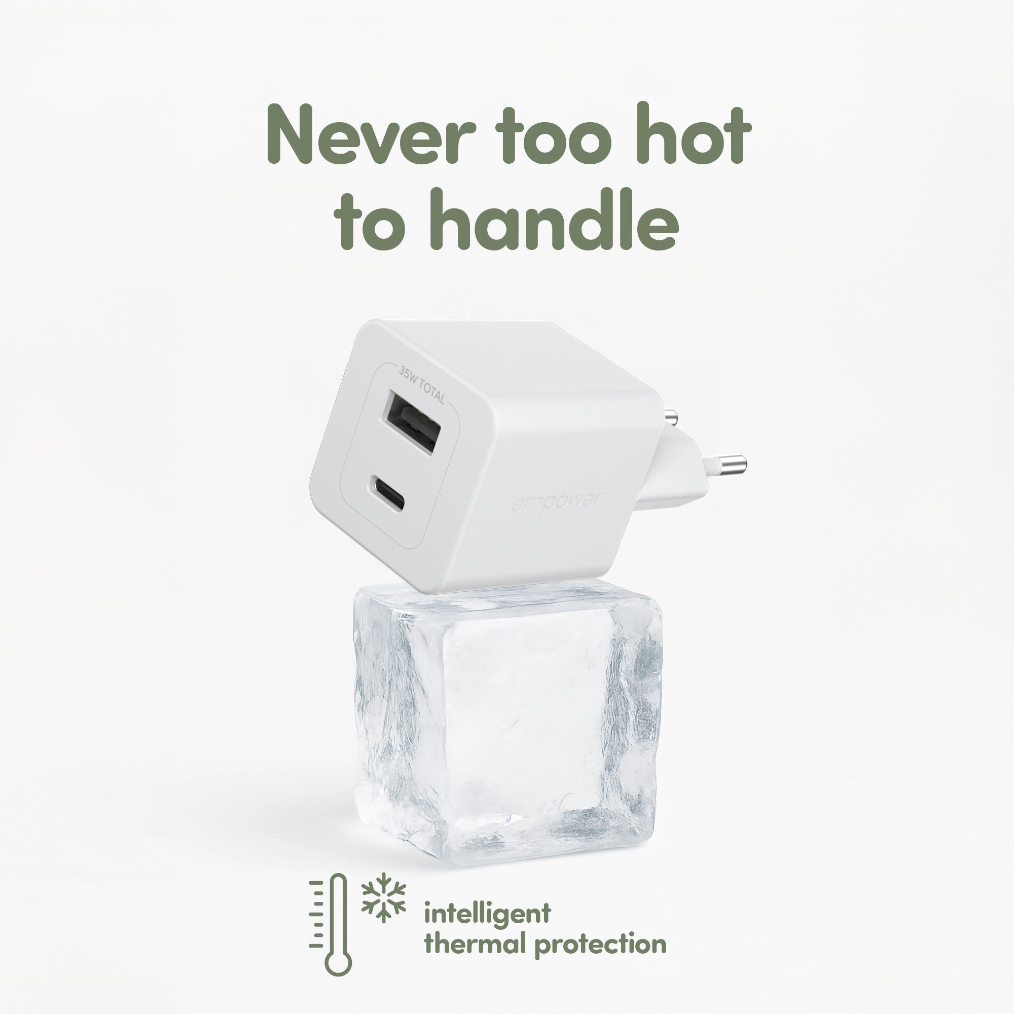 empower™ by PanzerGlass® Turbo 35W Charger incl. USB-C + USB-A | EU Plug | Silver White