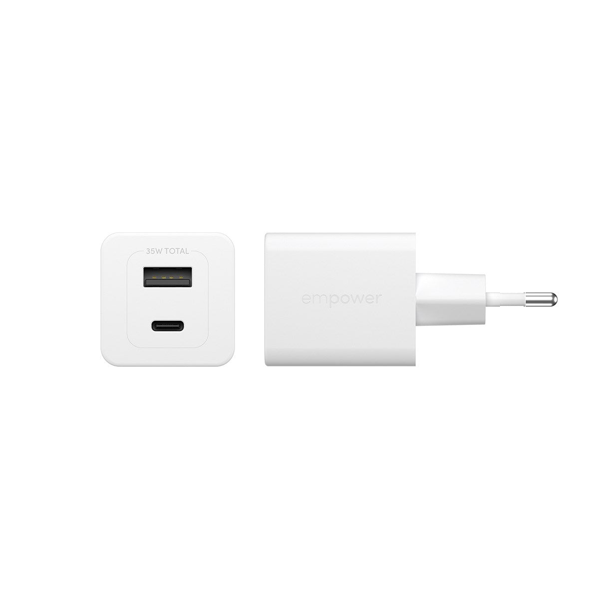 empower™ by PanzerGlass® Turbo 35W Charger incl. USB-C + USB-A | EU Plug | Silver White