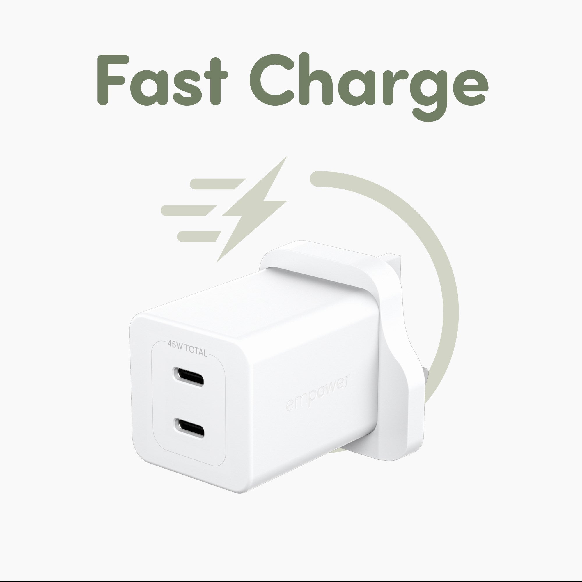 empower™ by PanzerGlass® Turbo 45W Charger incl. 2 x USB-C | UK Plug | Silver White