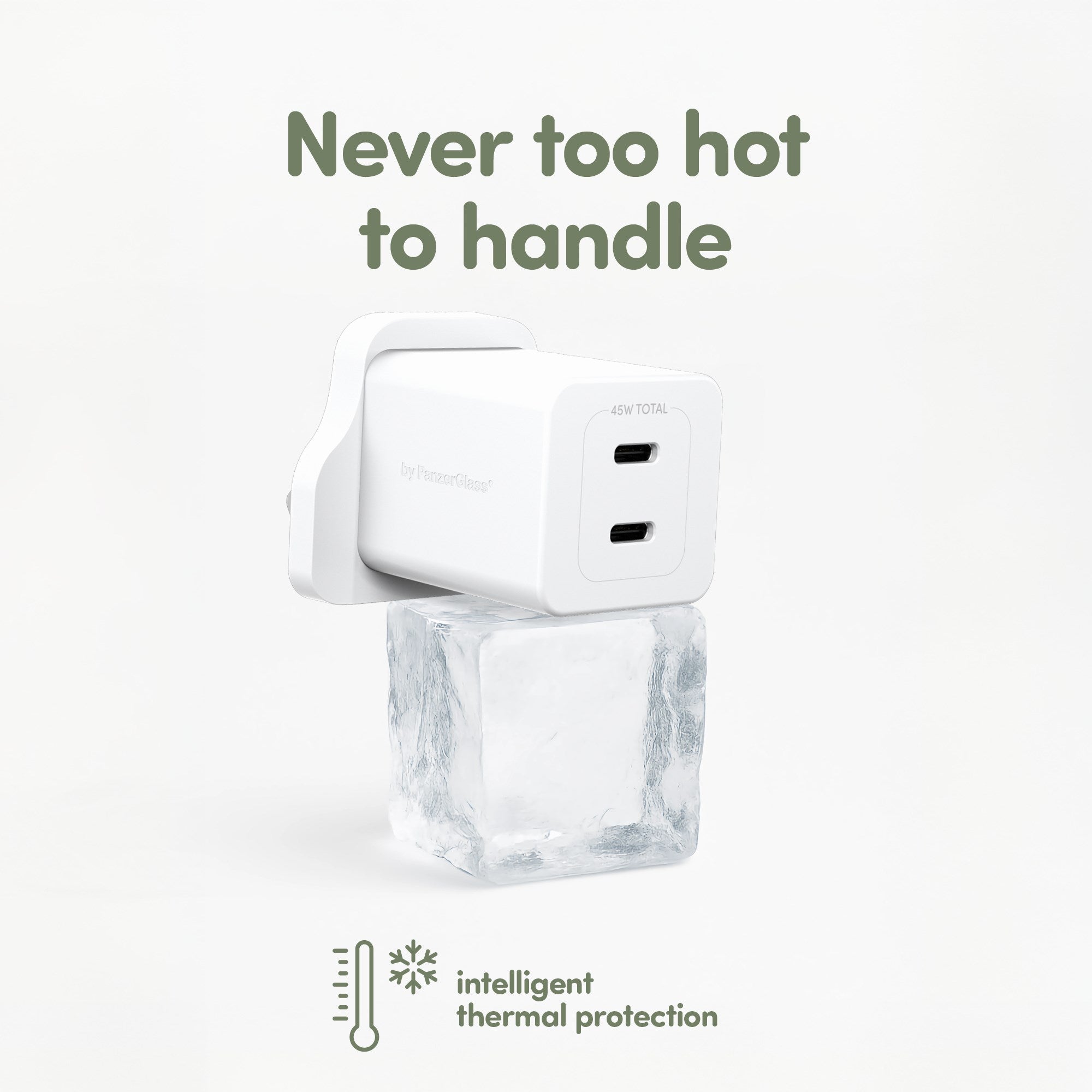 empower™ by PanzerGlass® Turbo 45W Charger incl. 2 x USB-C | UK Plug | Silver White