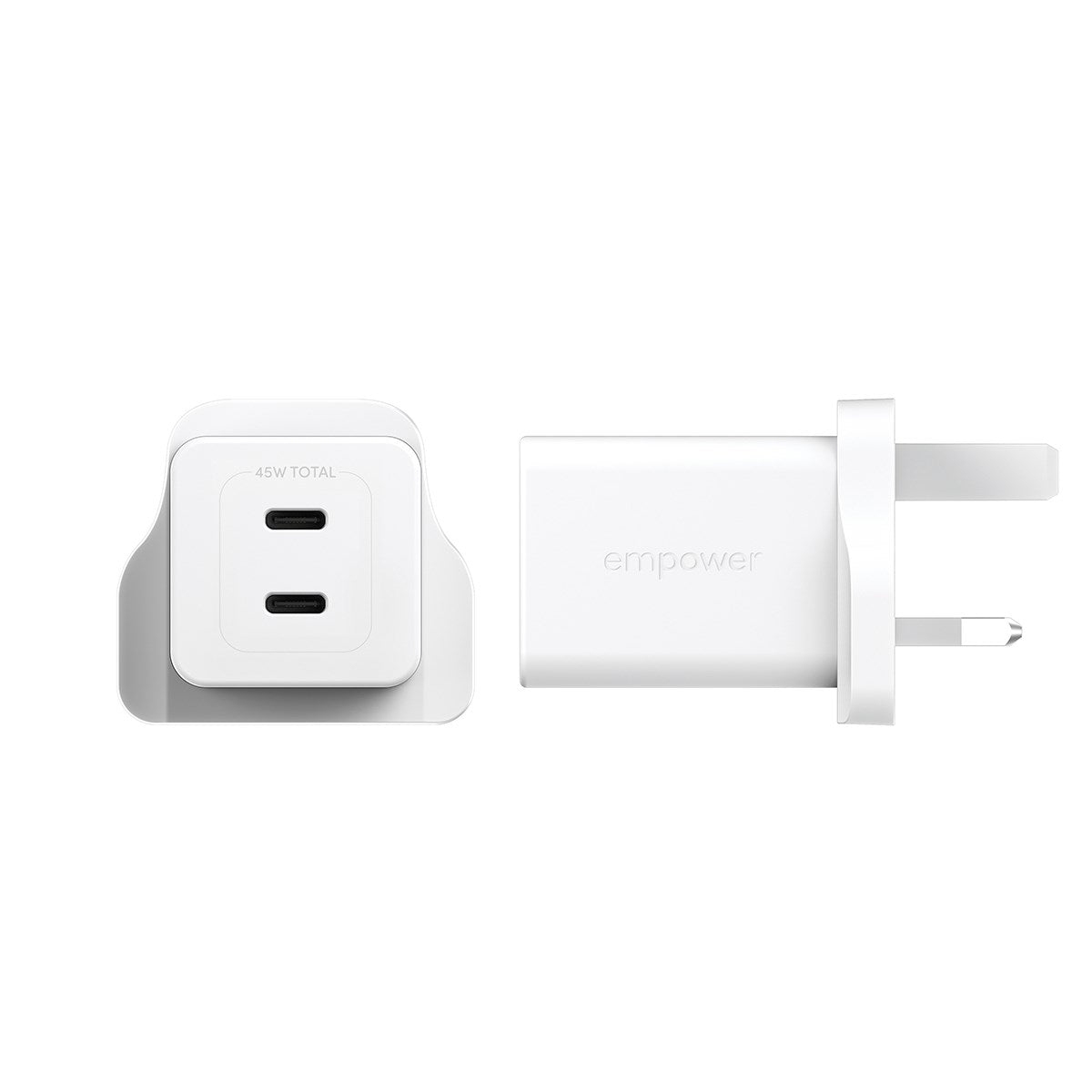 empower™ by PanzerGlass® Turbo 45W Charger incl. 2 x USB-C | UK Plug | Silver White