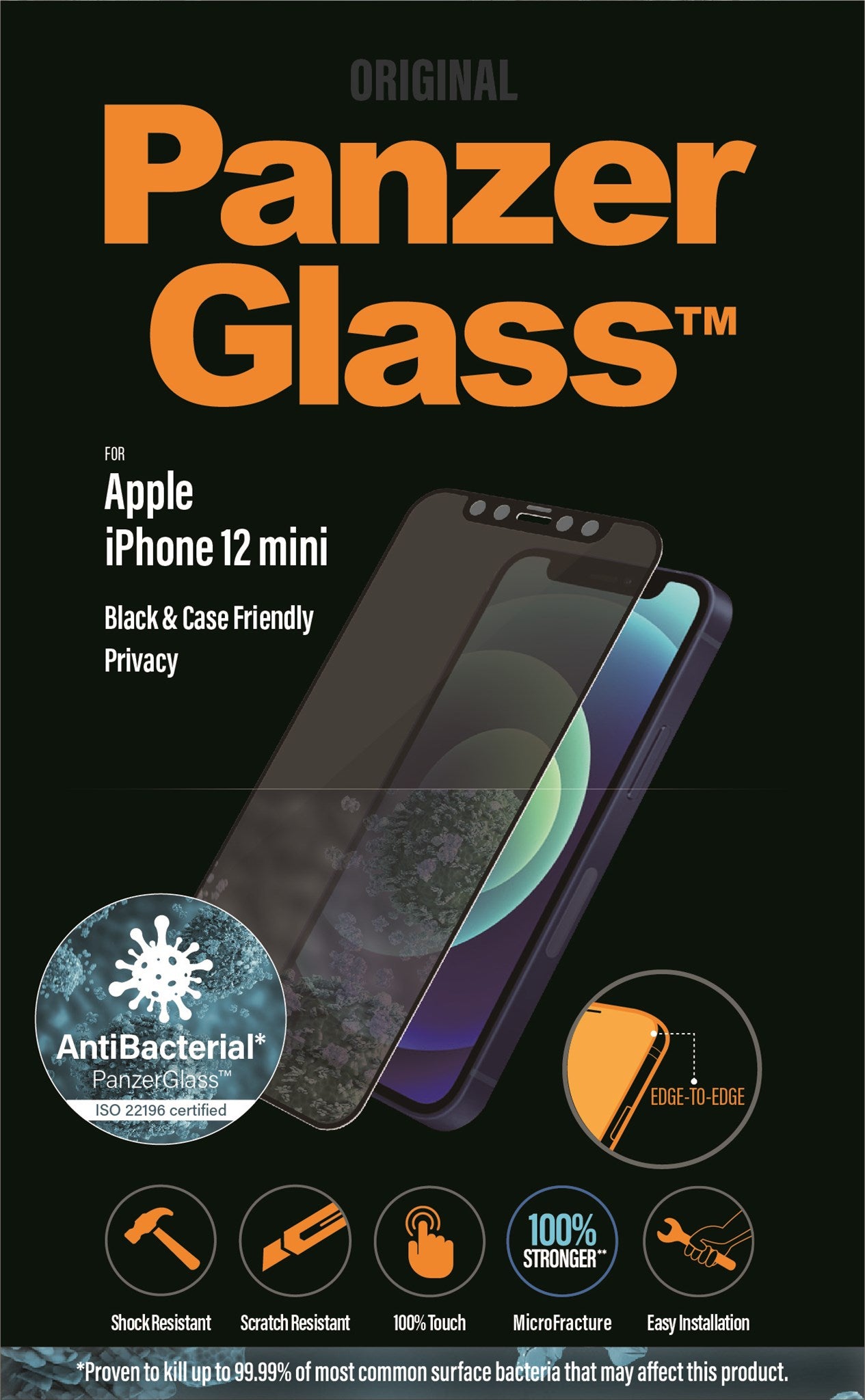 PanzerGlass® Privacy Screen Protector iPhone 12 Mini | Edge-to-Edge