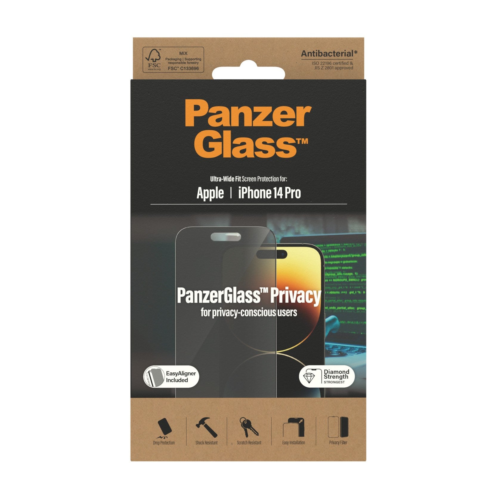 PanzerGlass® Privacy Screen Protector iPhone 14 Pro | Ultra-Wide Fit w. EasyAligner