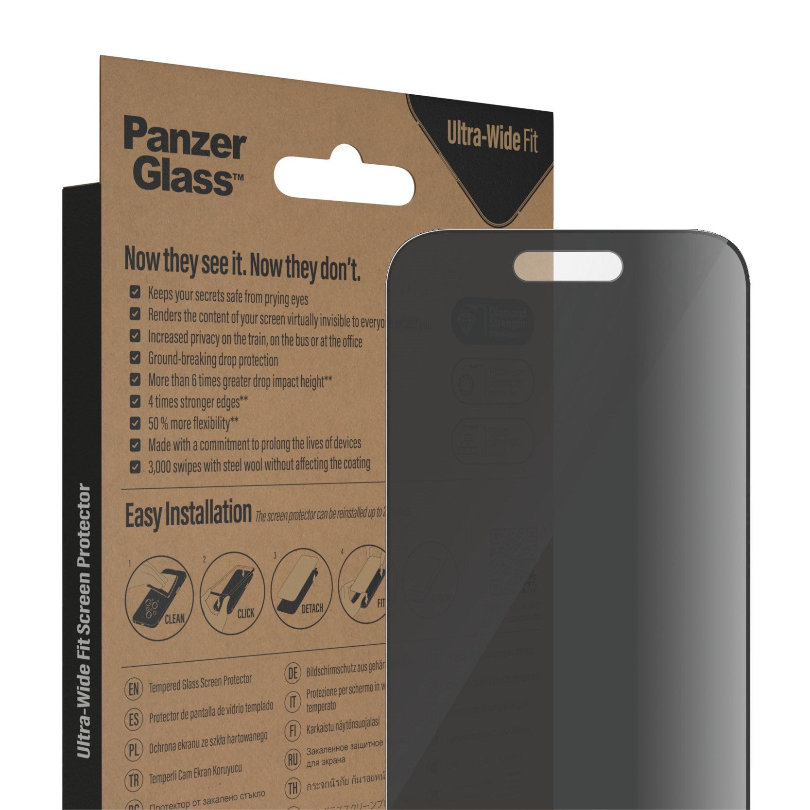 PanzerGlass® Privacy Screen Protector iPhone 14 Pro | Ultra-Wide Fit w. EasyAligner