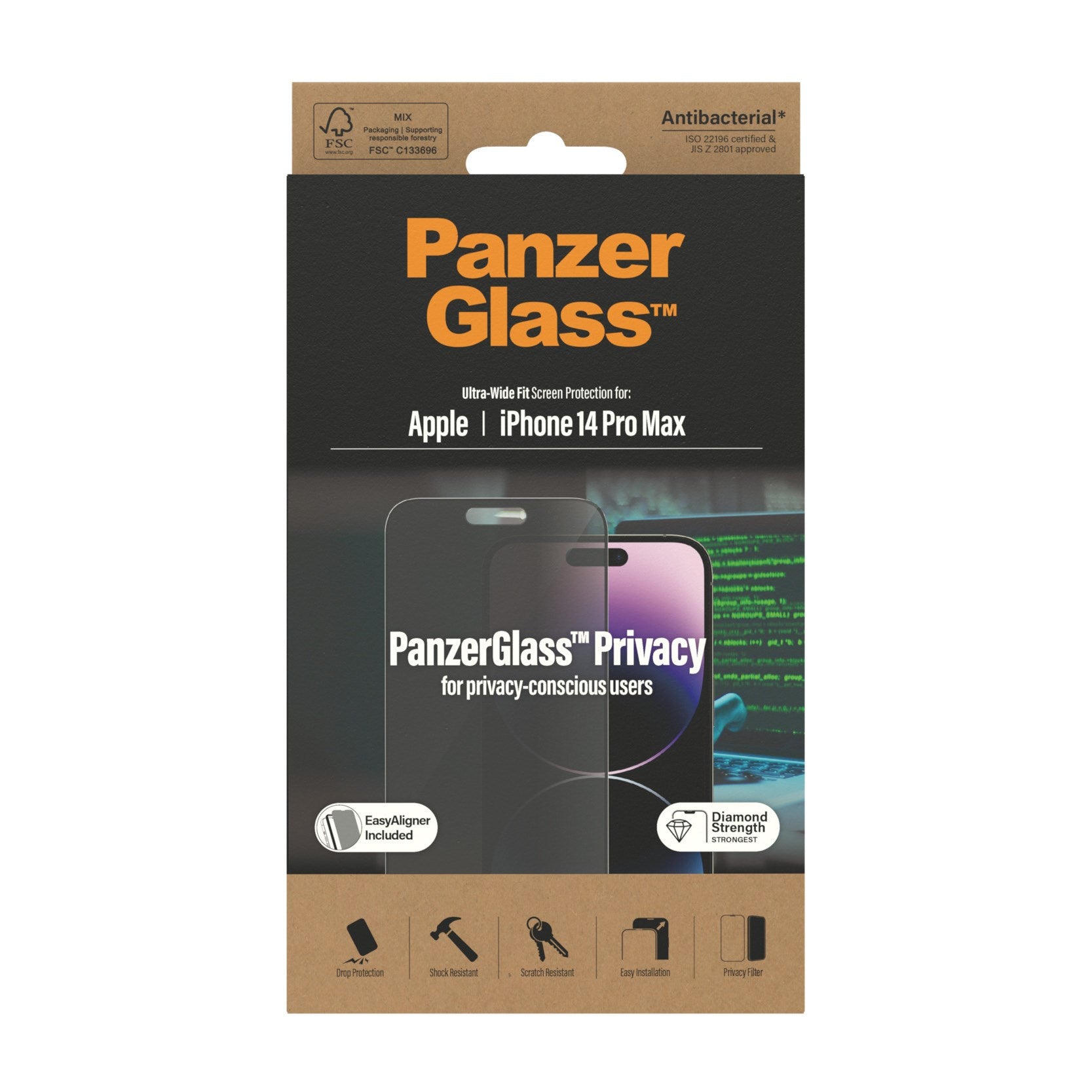 PanzerGlass® Privacy Screen Protector iPhone 14 Pro Max | Ultra-Wide Fit w. EasyAligner