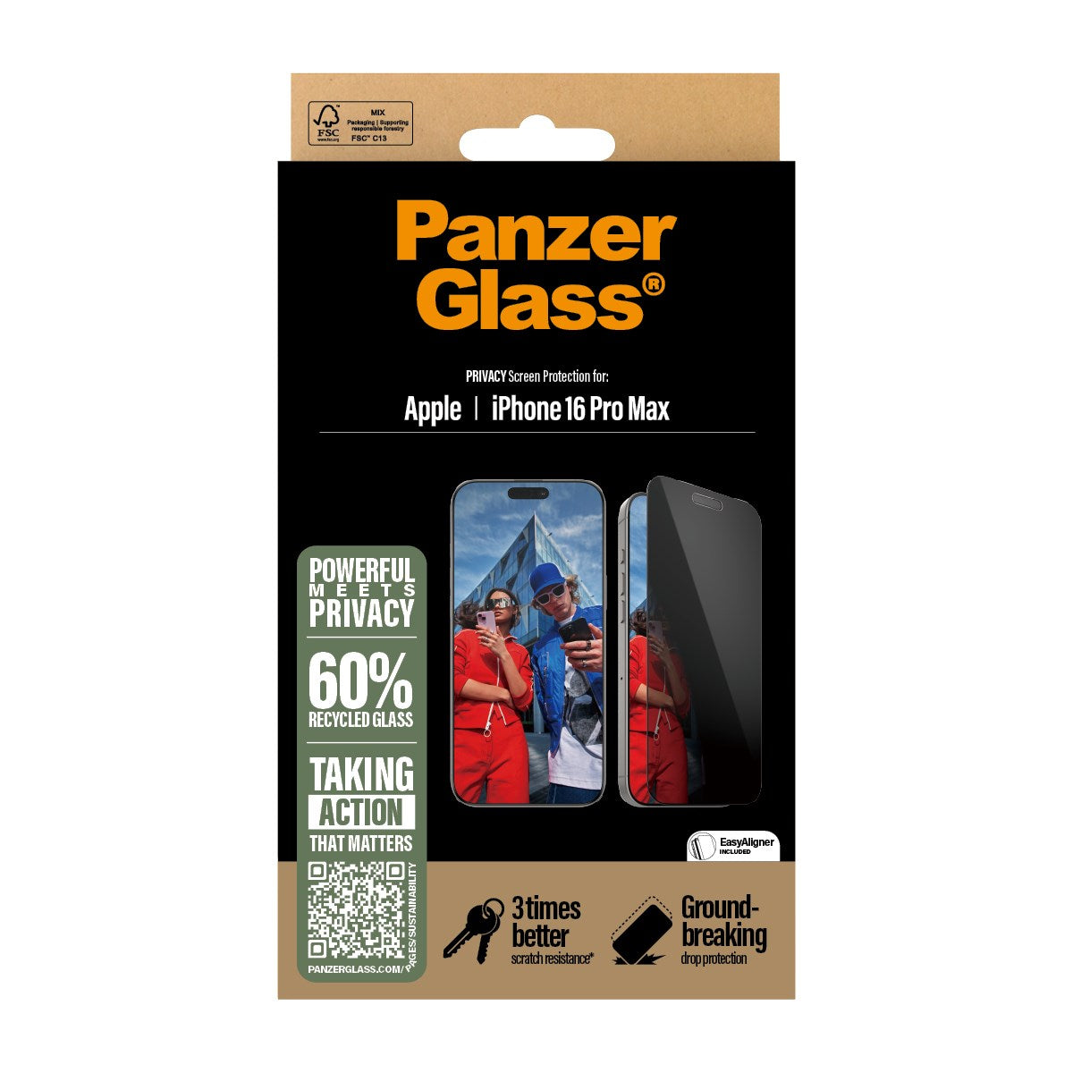 PanzerGlass® Privacy Screen Protector iPhone 16 Pro Max | Ultra-Wide Fit