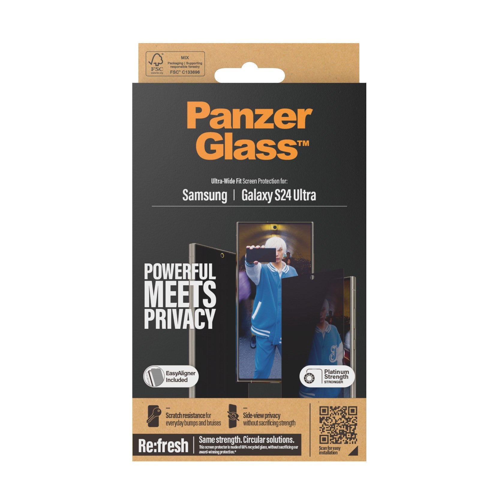 PanzerGlass® Privacy Screen Protector Samsung Galaxy S24 Ultra | Ultra-Wide Fit w. EasyAligner
