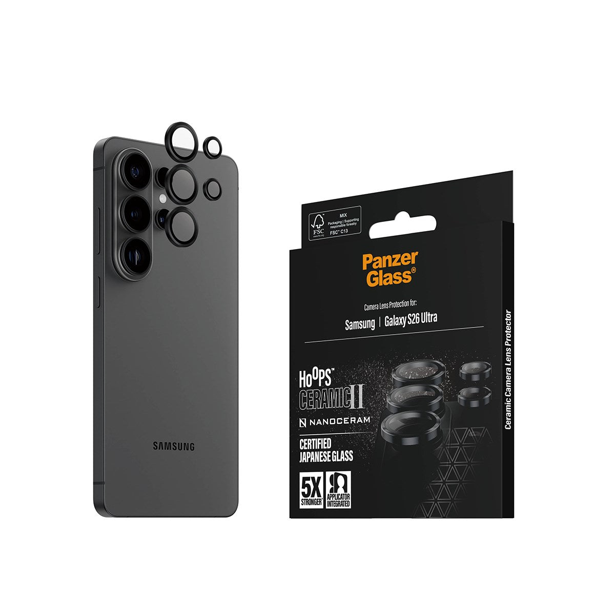 PanzerGlass® Hoops® Ceramic II Camera Lens Protector Samsung Galaxy S26 Ultra