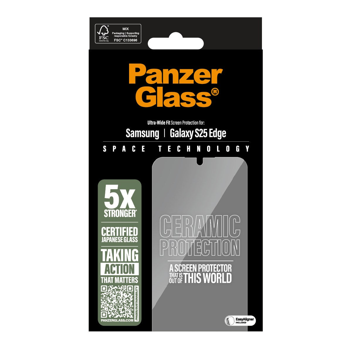 PanzerGlass® Ceramic Screen Protector Samsung S25 Edge | Ultra-Wide Fit